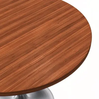 Verve Collection 36" Round Dining Table, Brushed Chrome Base with Cognac Brown MDF Top