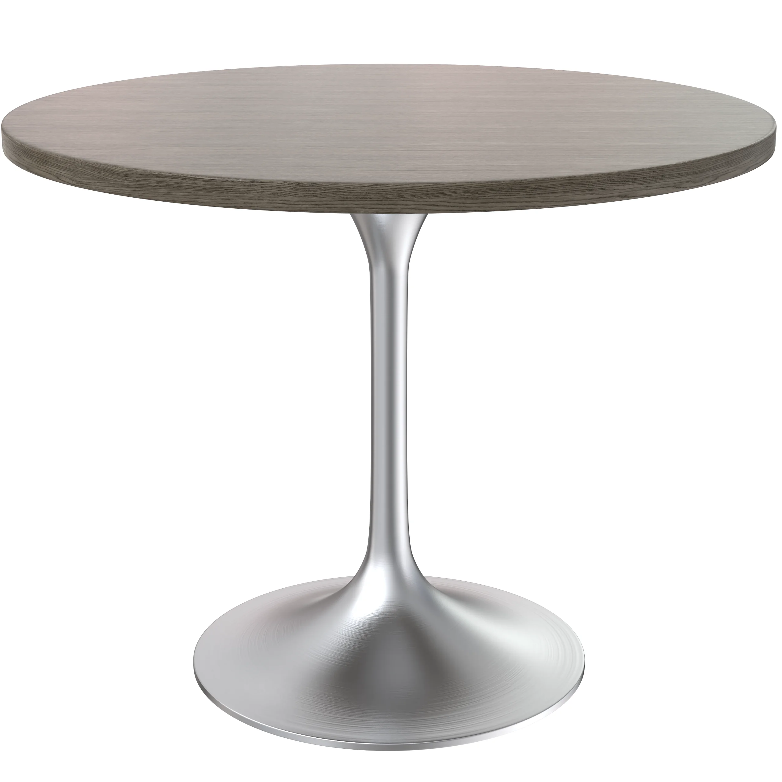 Verve Collection 36" Round Dining Table, Brushed Chrome Base with Dark Maple MDF Top