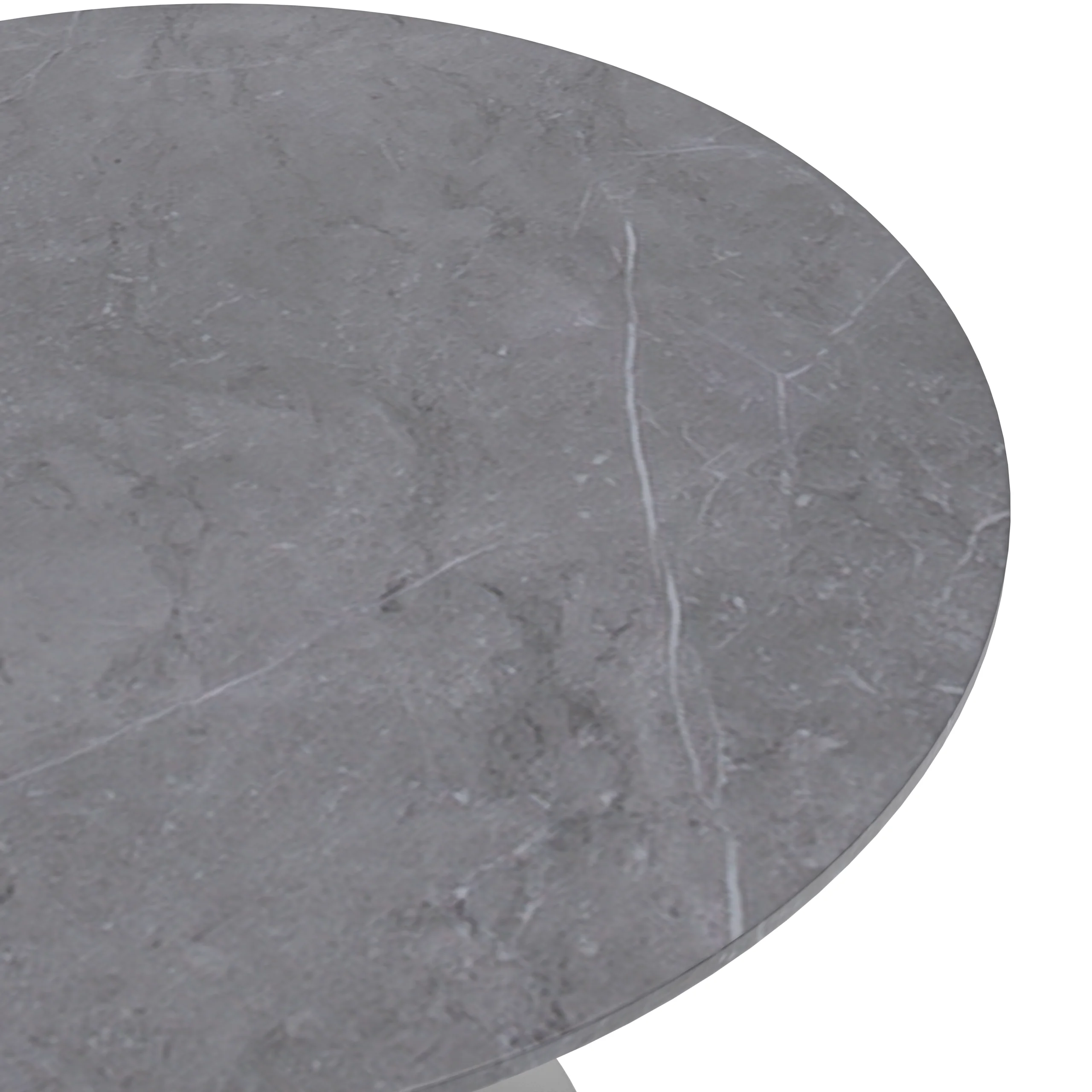 Verve Collection 36" Round Dining Table, Brushed Chrome Base with Sintered Stone Grey Top