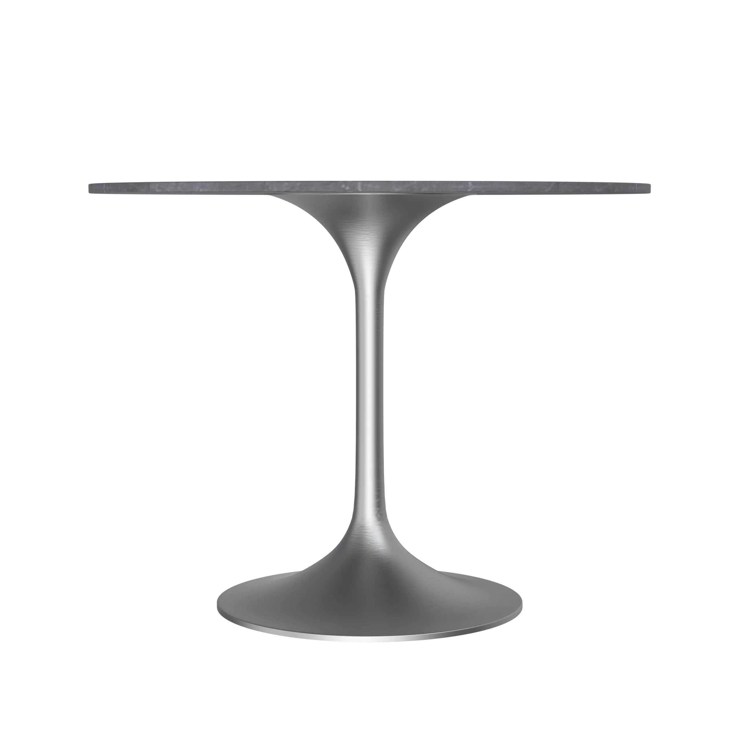 Verve Collection 36" Round Dining Table, Brushed Chrome Base with Sintered Stone Grey Top