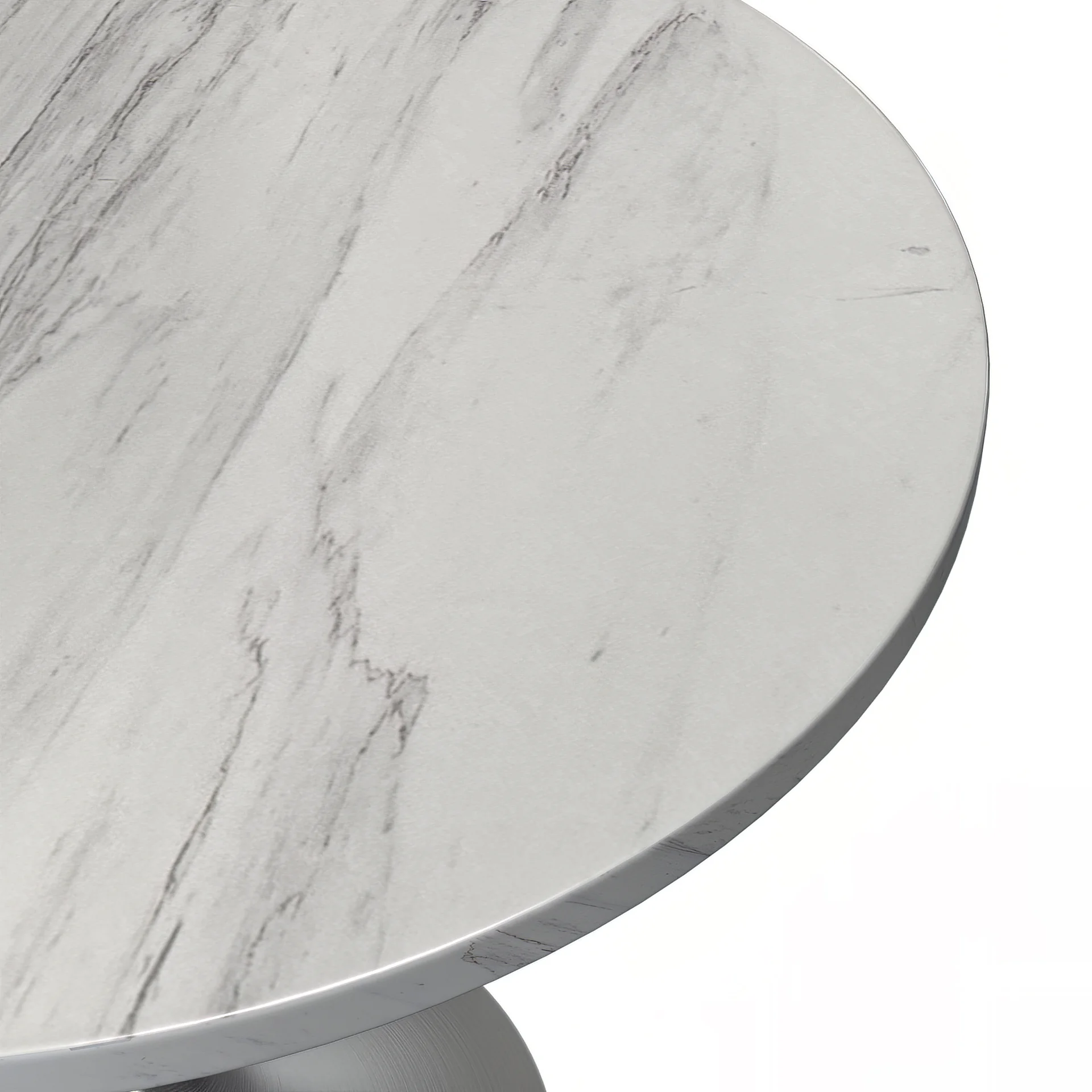 Verve Collection 36 Round Dining Table, Brushed Gold Base with Laminated White Marbleized Top