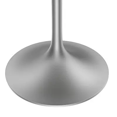 Verve Collection 36" Round Dining Table, Brushed Chrome Base with Sintered Stone White Top