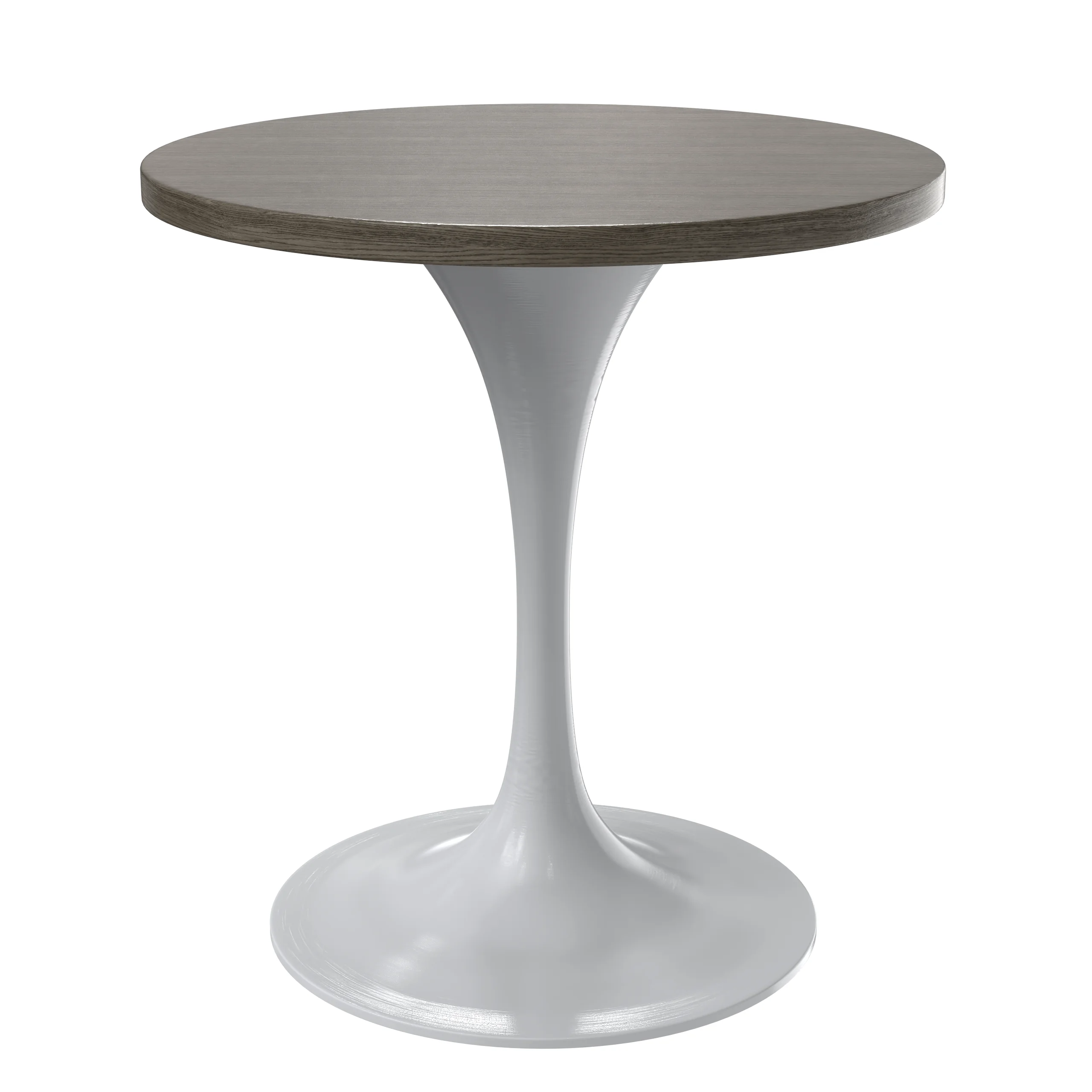 Verve Collection 27 Round Dining Table, White Base with Dark Maple MDF Top
