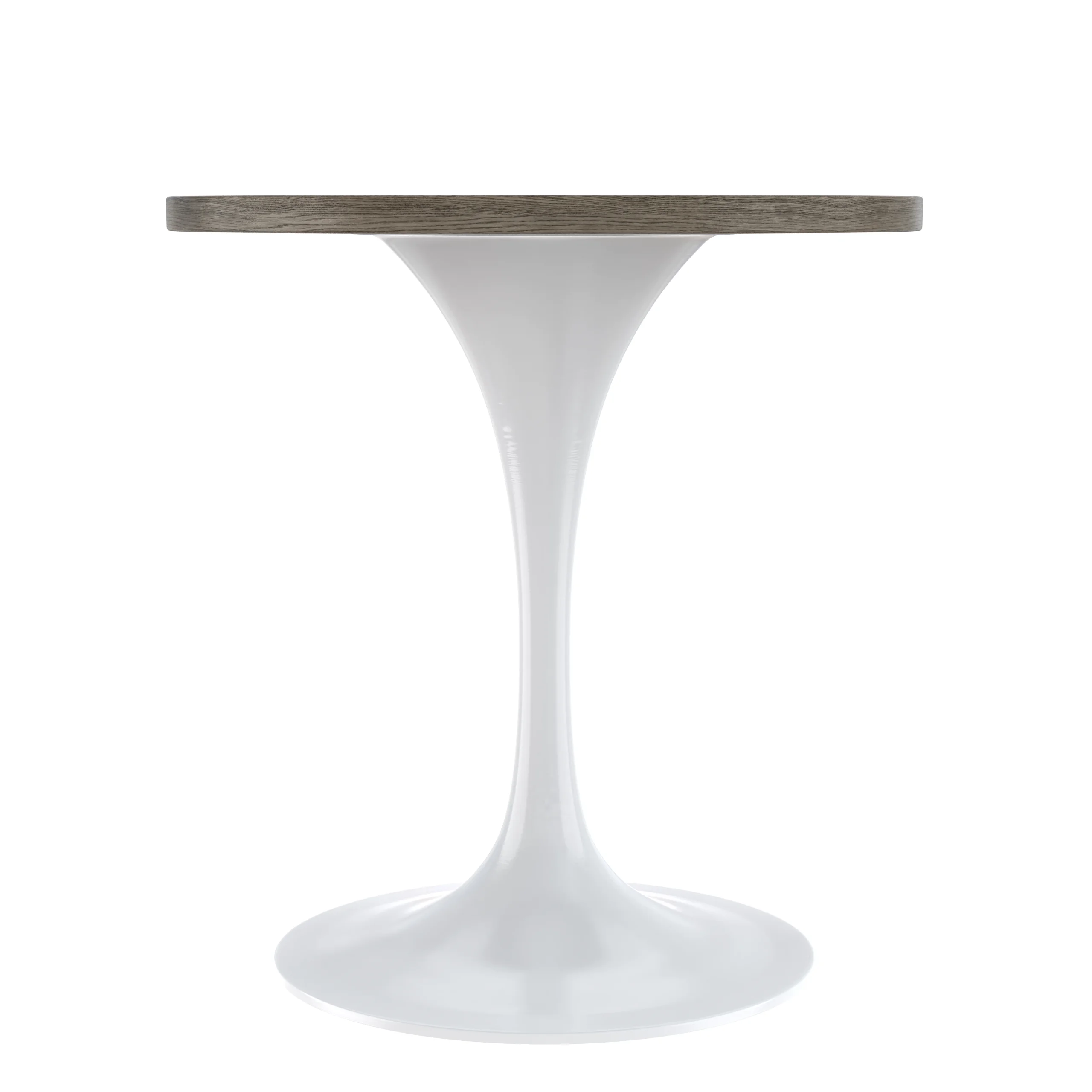 Verve Collection 27 Round Dining Table, White Base with Dark Maple MDF Top