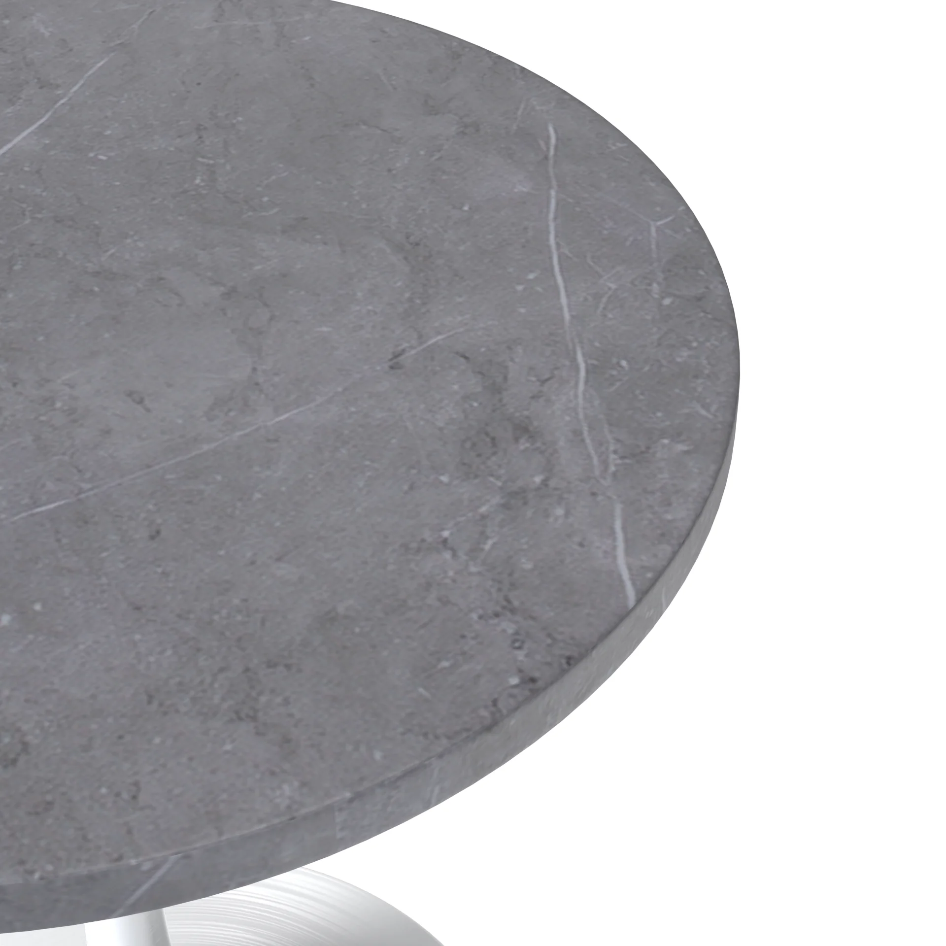 Verve Collection 27 Round Dining Table, White Base with Sintered Stone Grey Top