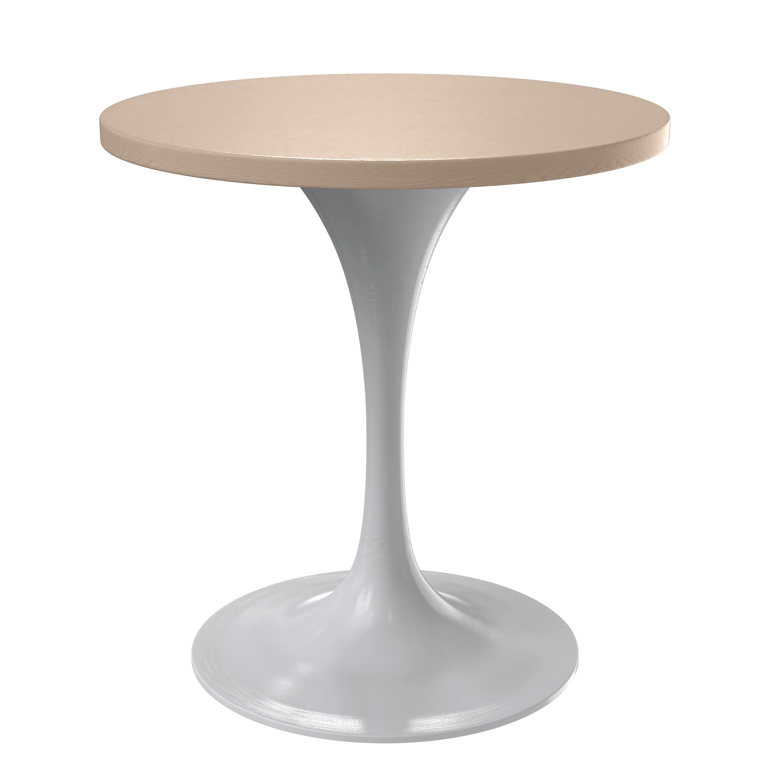 Verve Collection 27 Round Dining Table, White Base with Light Natural Wood MDF Top