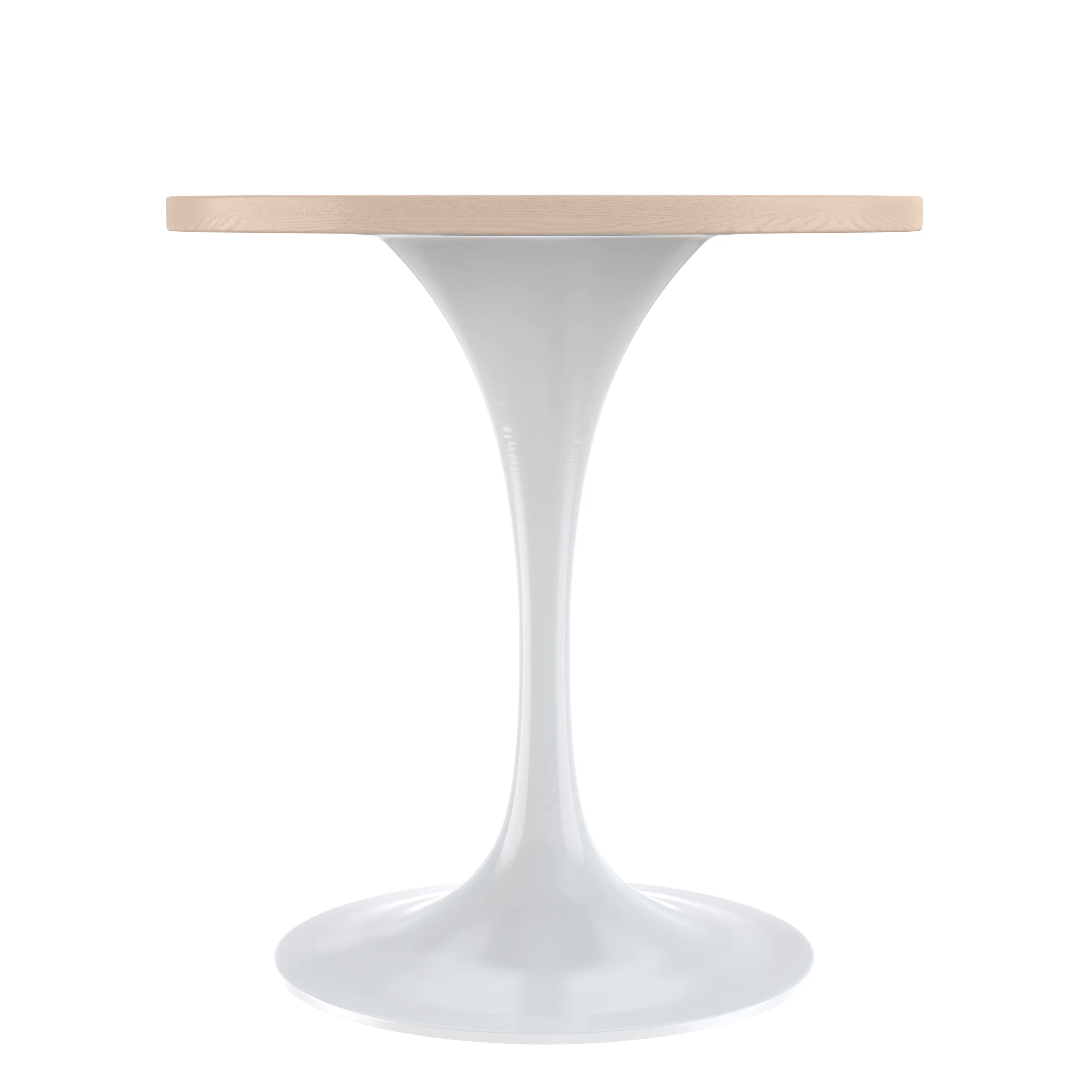 Verve Collection 27 Round Dining Table, White Base with Light Natural Wood MDF Top