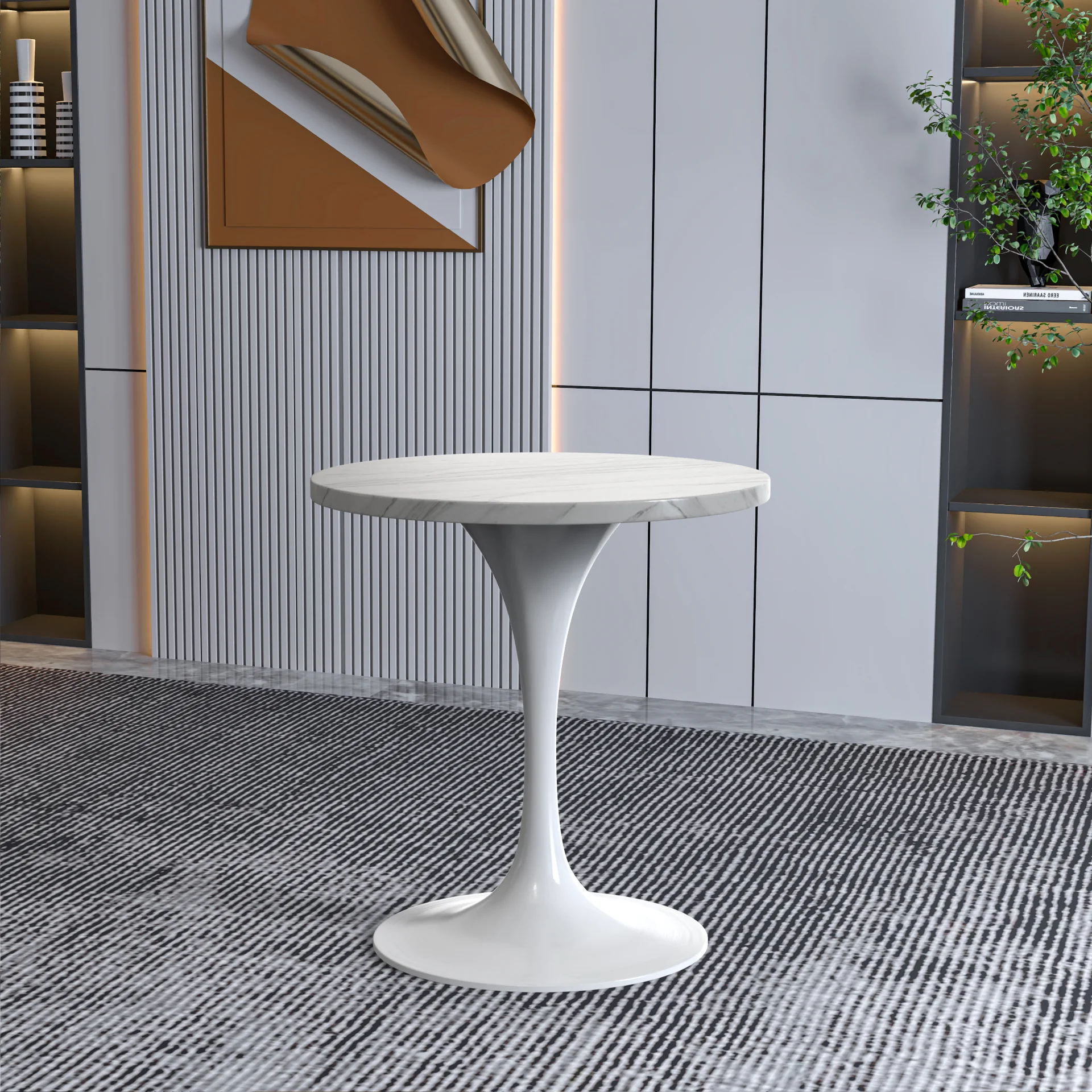 Verve Collection 27 Round Dining Table, White Base with Sintered Stone White Top