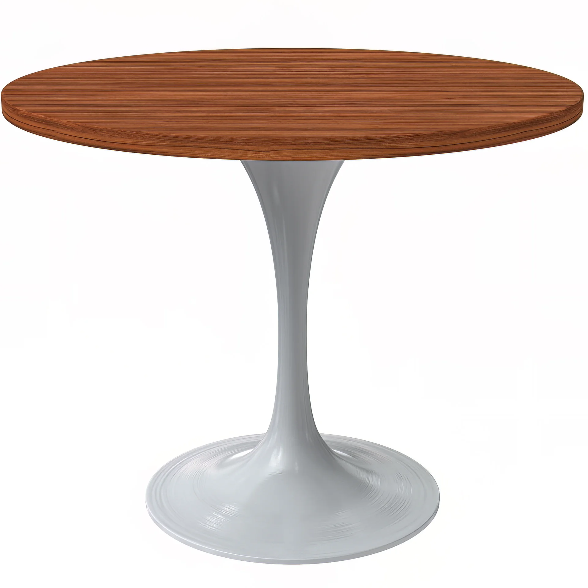 Verve Collection 36 Round Dining Table, White Base with Cognac Brown MDF Top