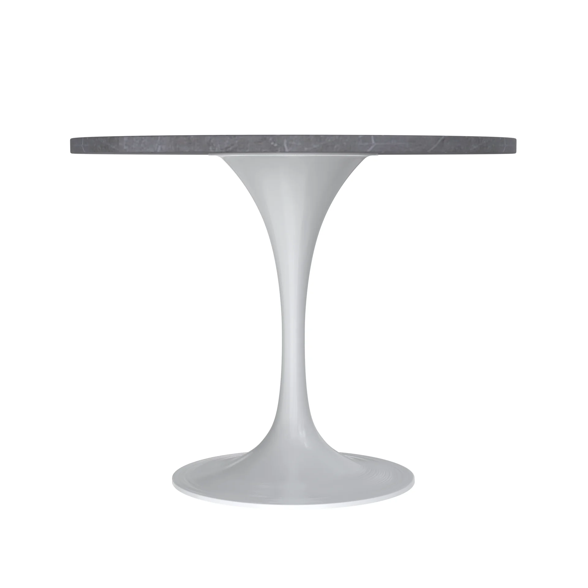 Verve Collection 36 Round Dining Table, White Base with Sintered Stone Grey Top