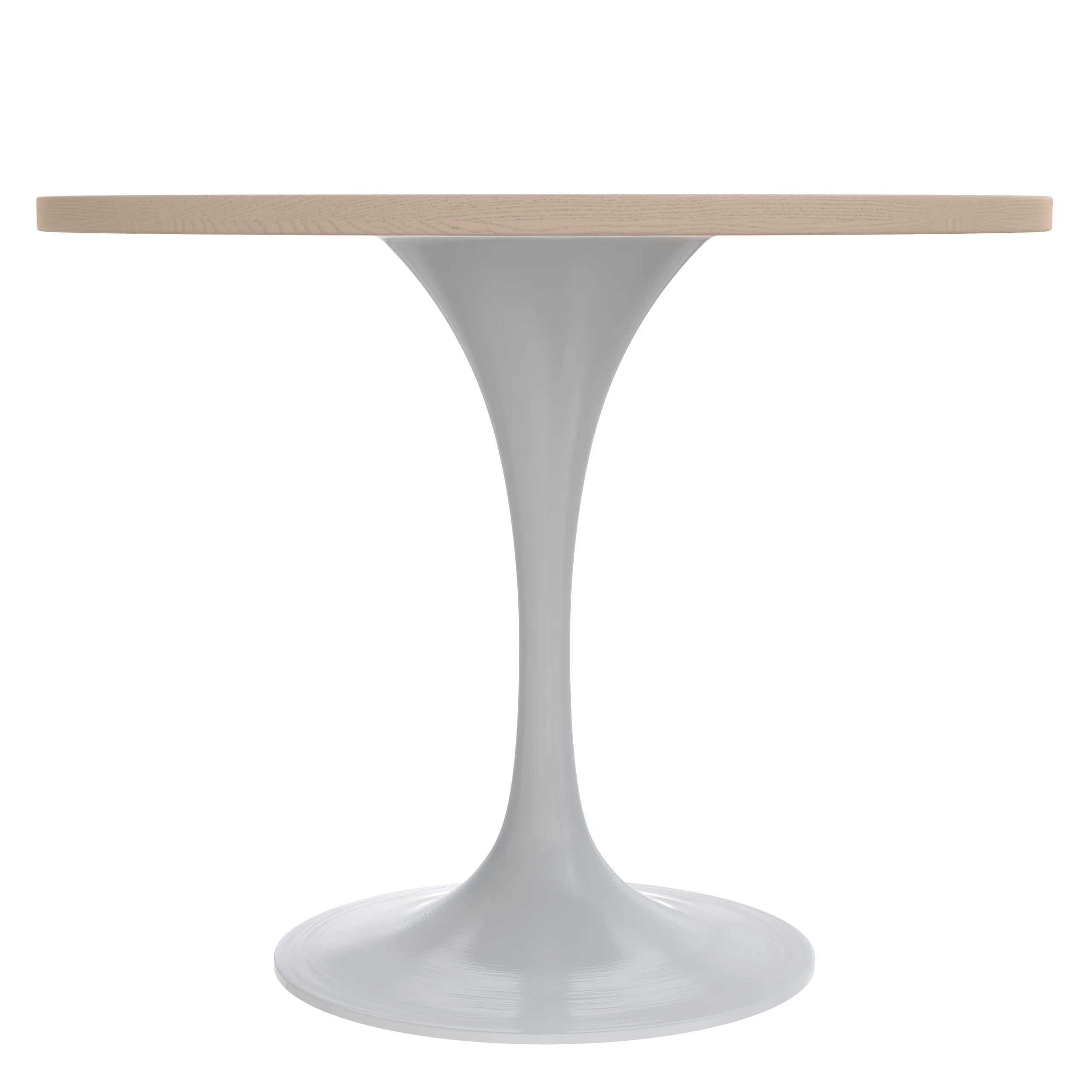 Verve Collection 36 Round Dining Table, White Base with Light Natural Wood MDF Top