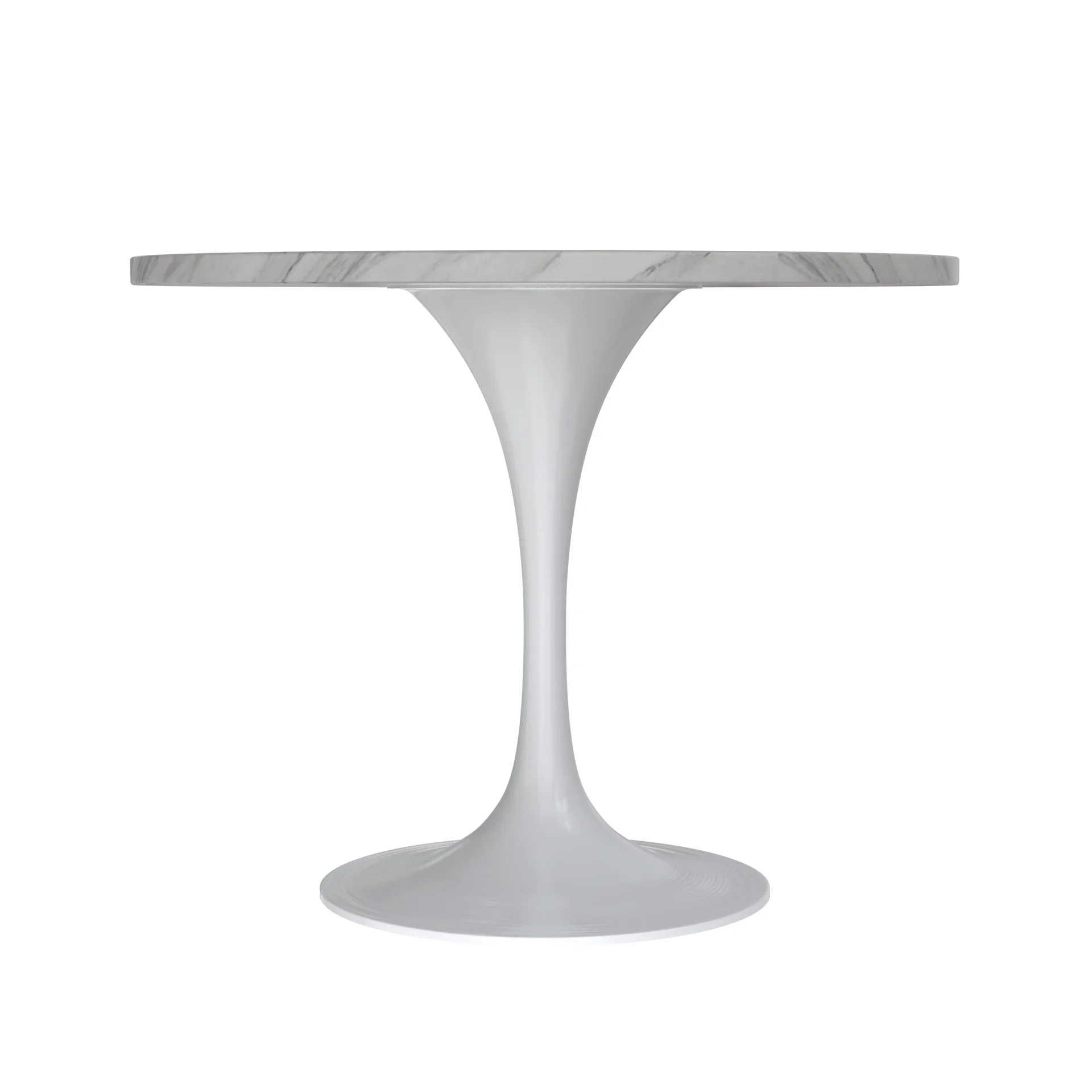 Verve Collection 36 Round Dining Table, White Base with Sintered Stone White Top