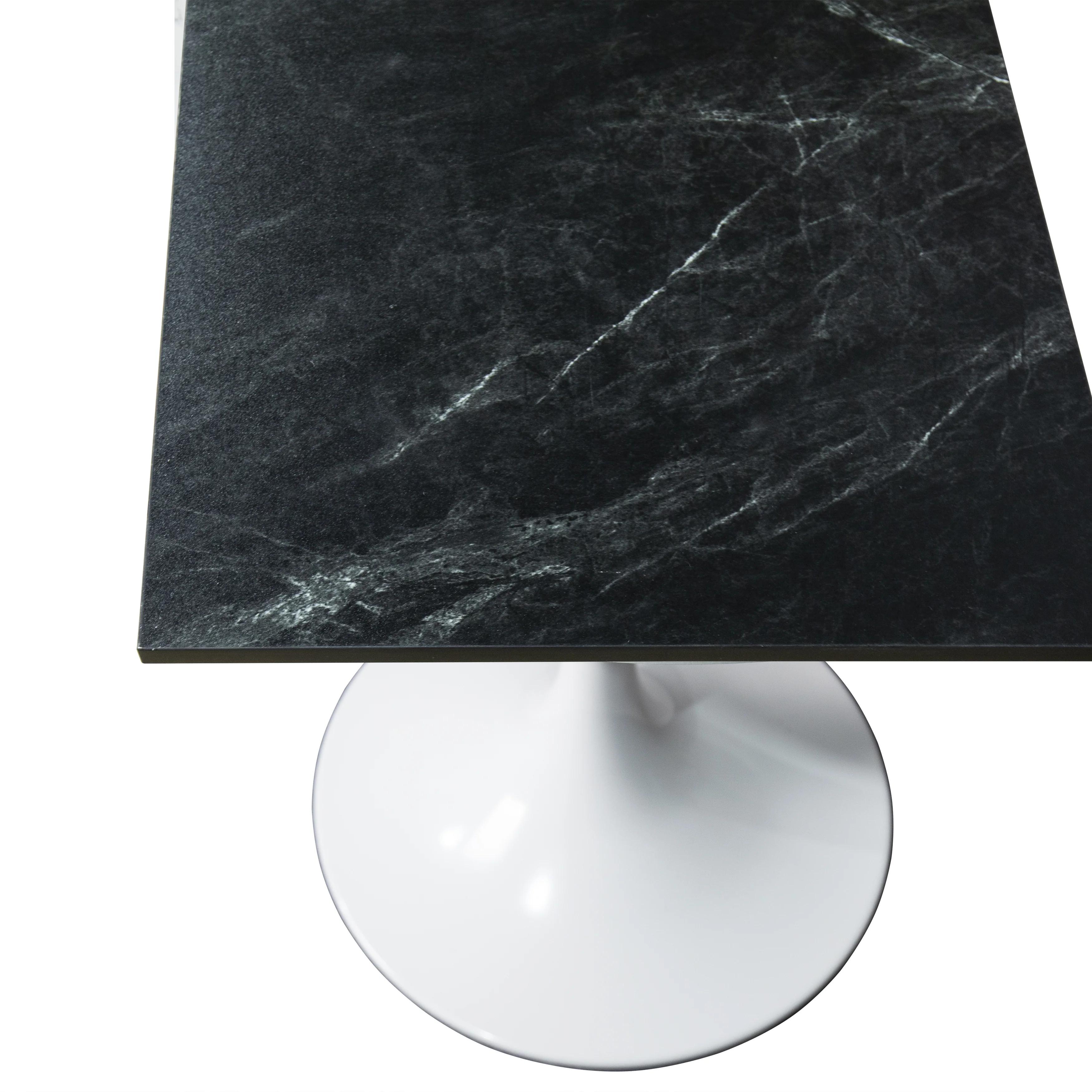 Verve Collection 24 Square Dining Table, White Base with Black MDF Top