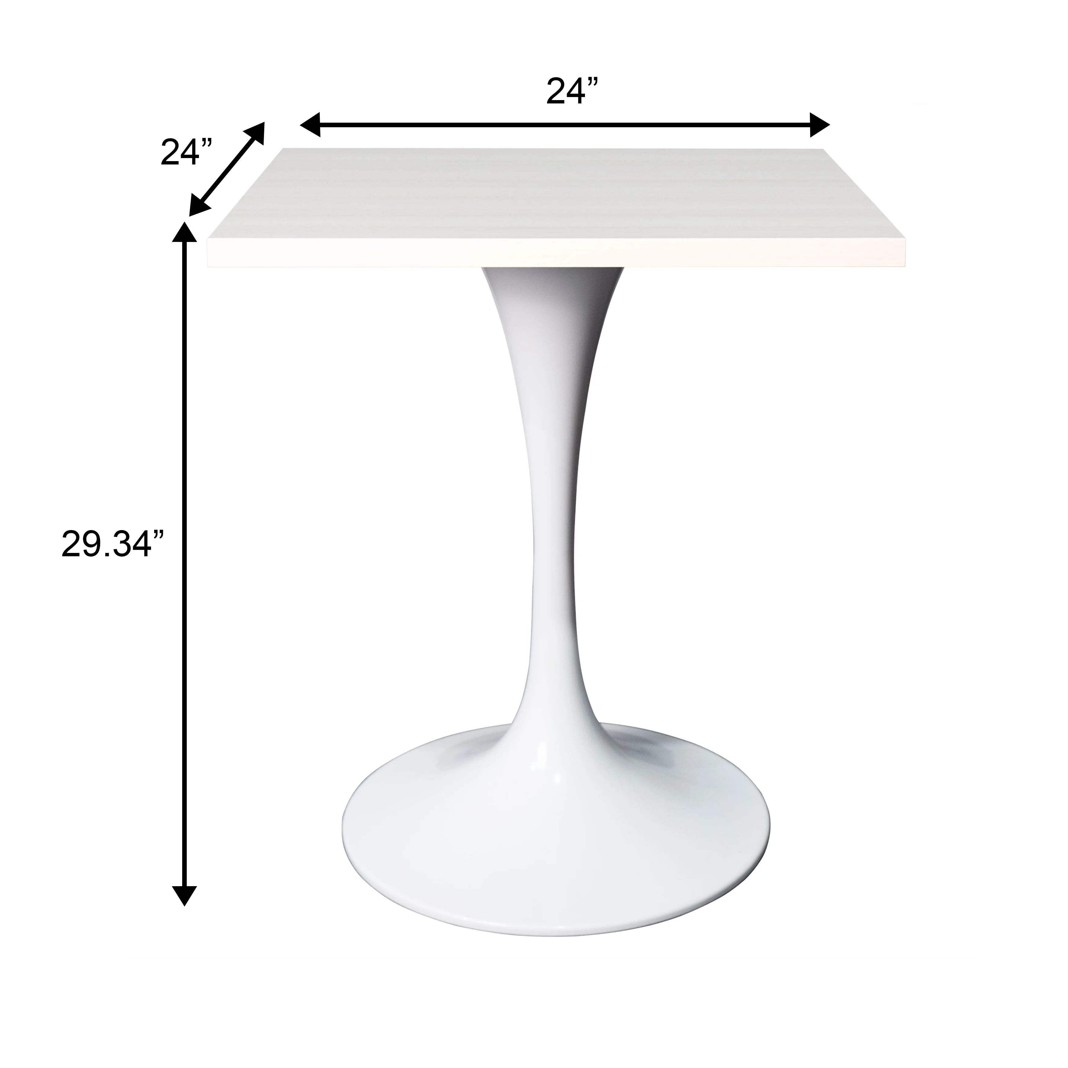 Verve Collection 24 Square Dining Table, White Base with Light Natural Wood MDF Top