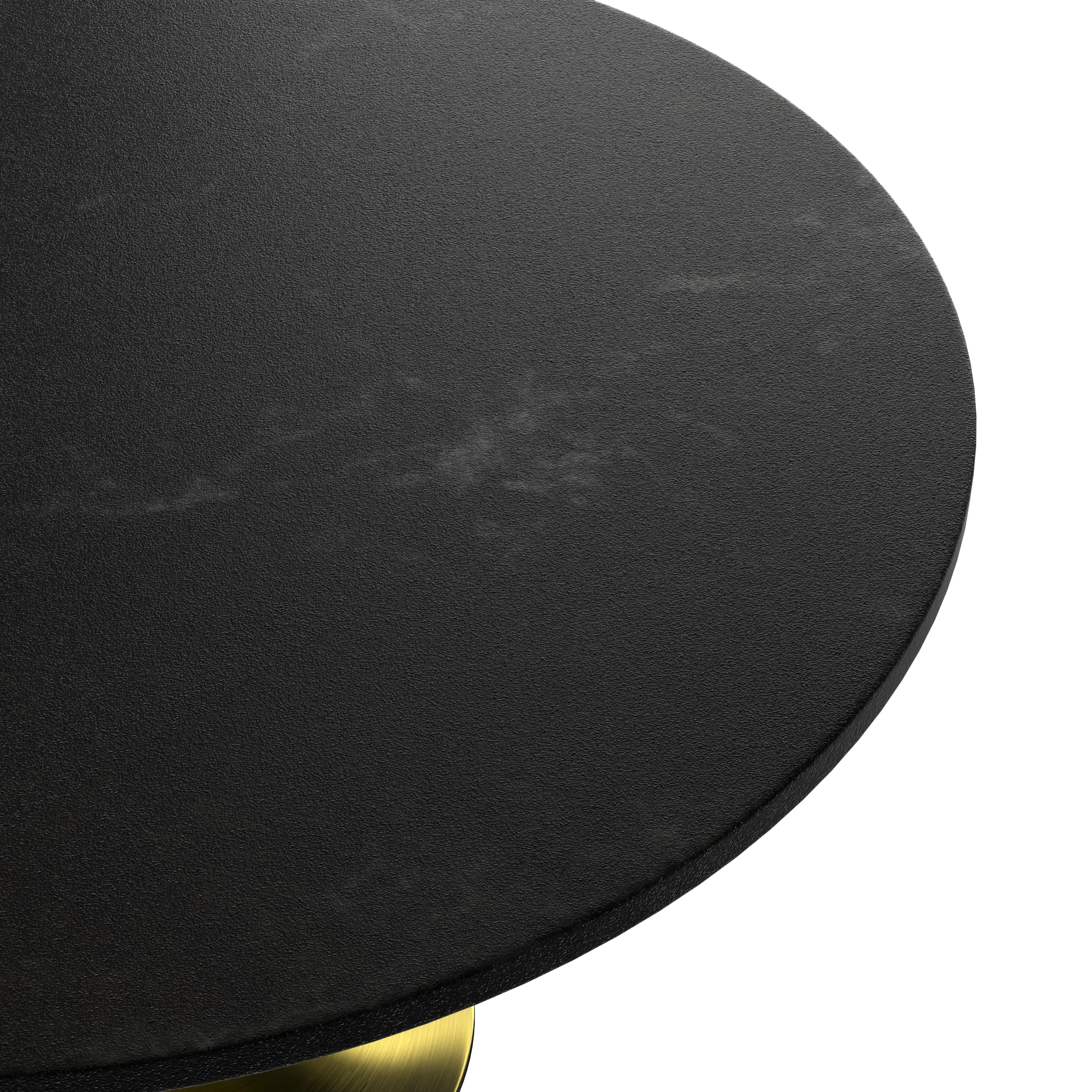 Verve Collection 48" Round Dining Table, Brushed Gold Base with Black MDF Top