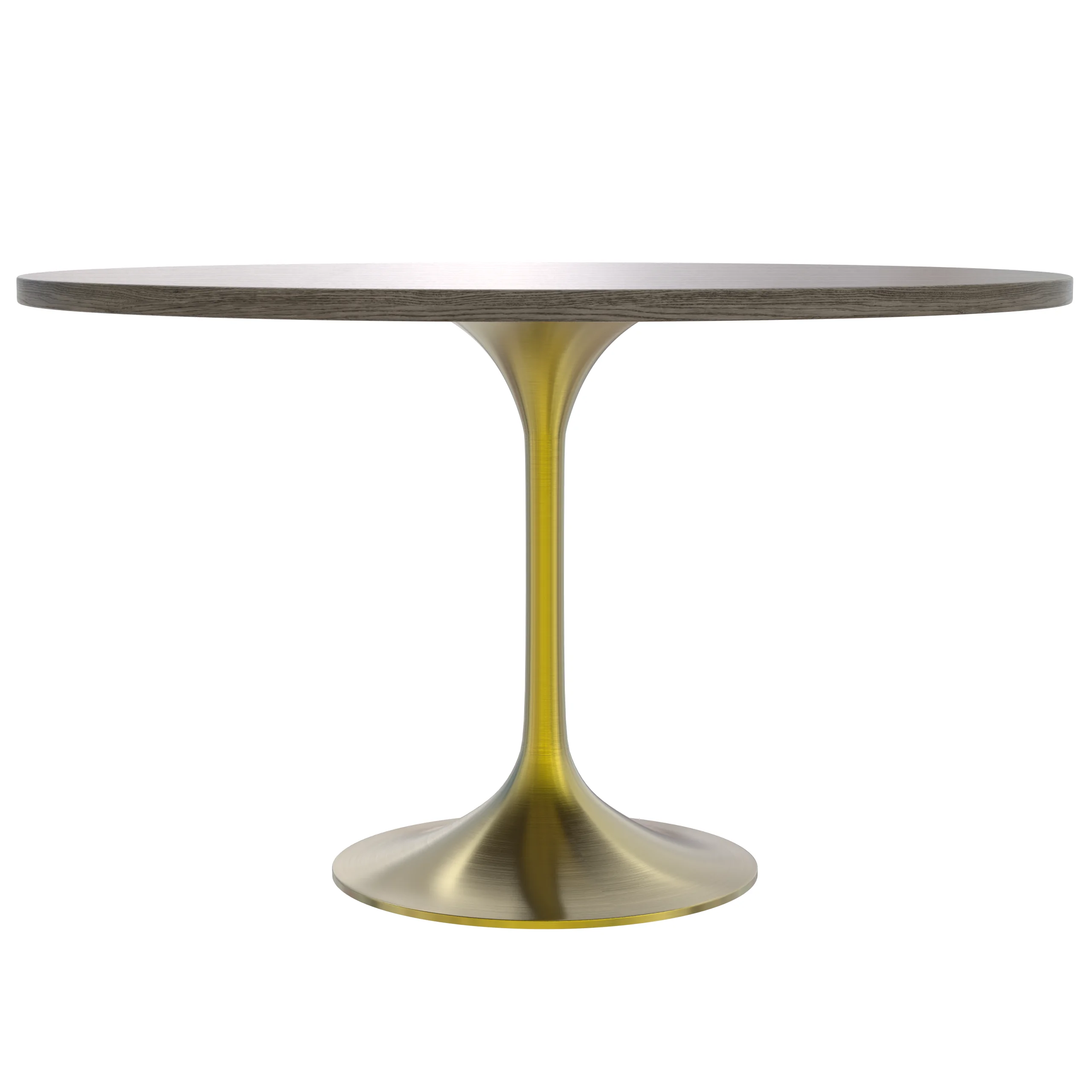 Verve Collection 48" Round Dining Table, Brushed Gold Base with Dark Maple MDF Top