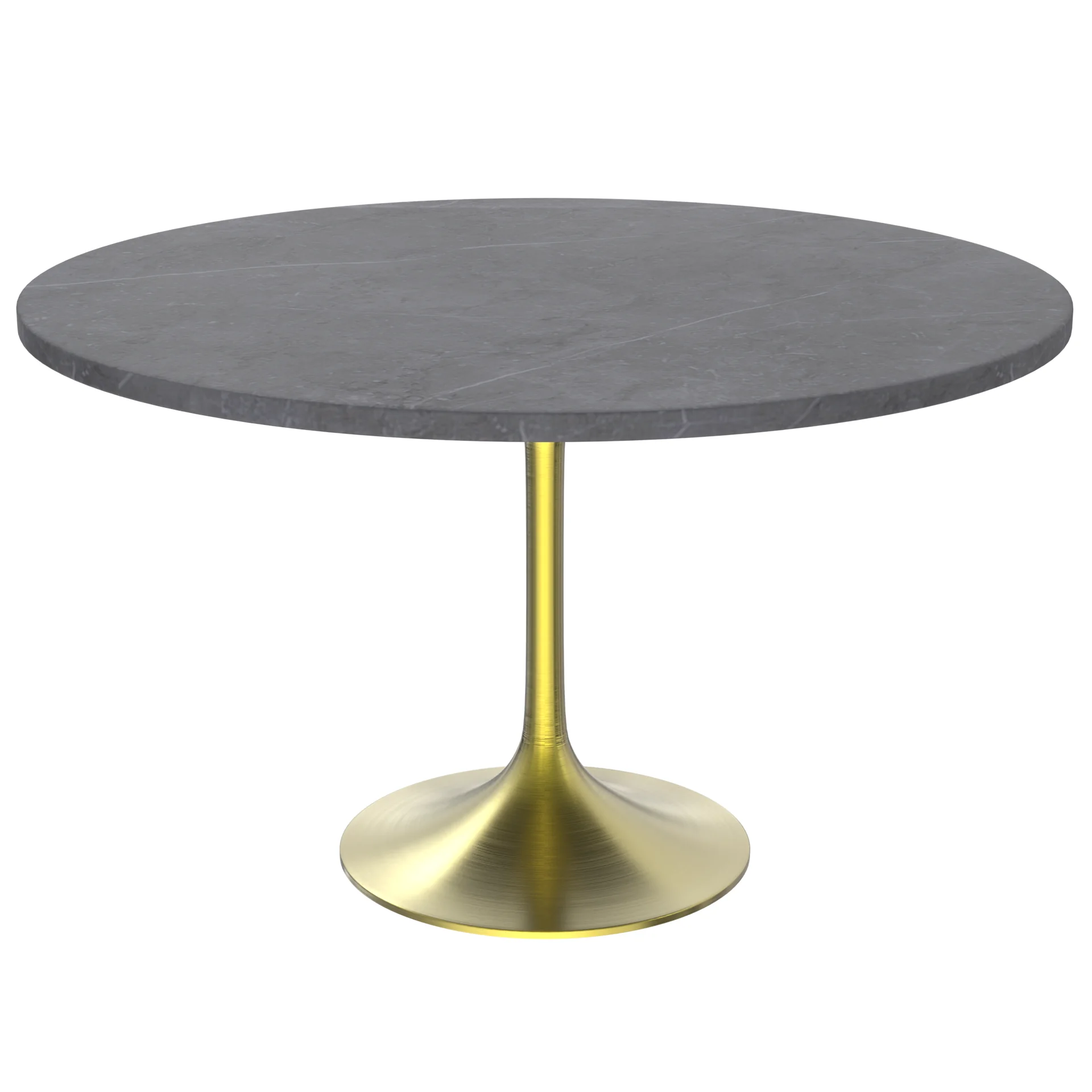 Verve Collection 48 Round Dining Table, Brushed Gold Base with Sintered Stone Grey Top