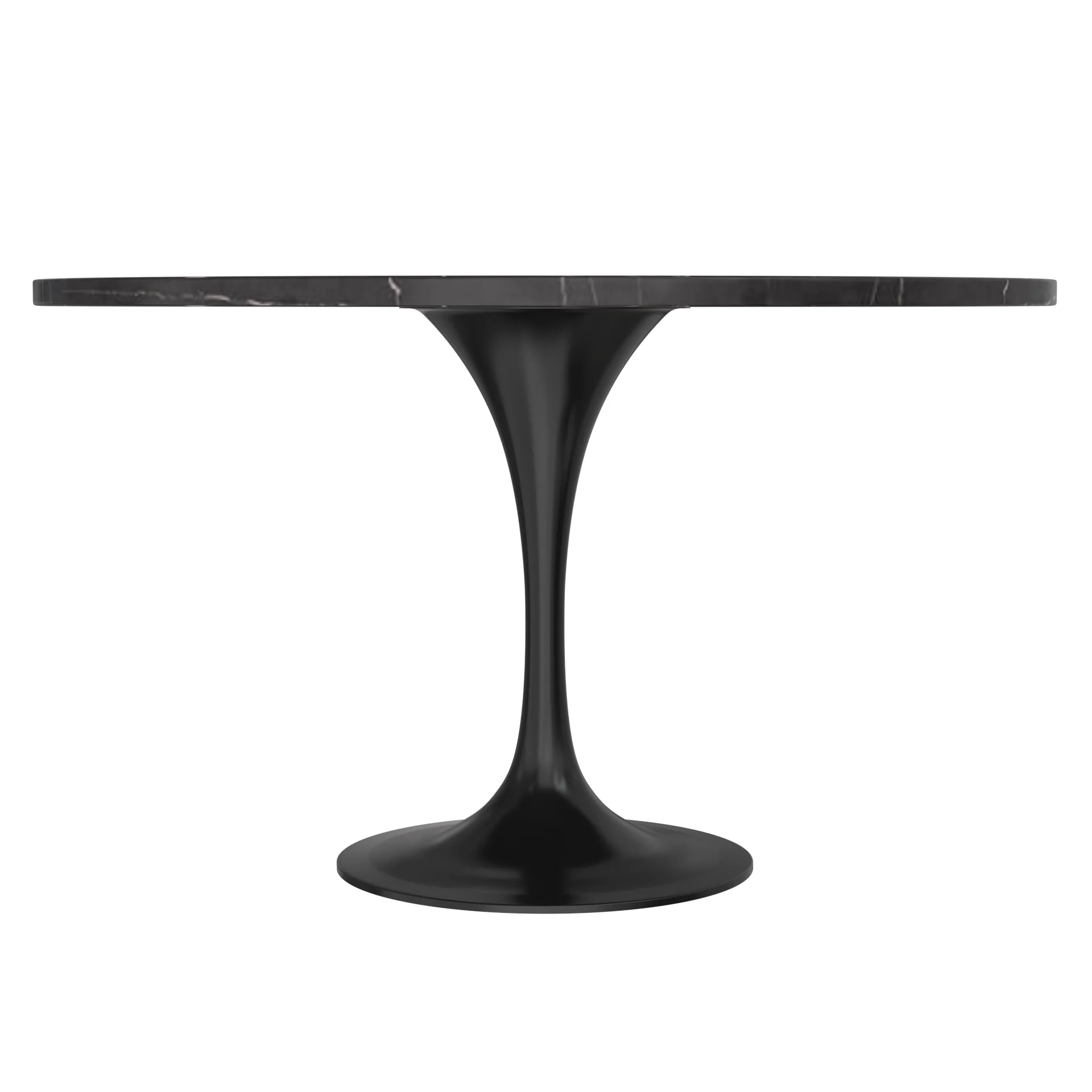 Verve Collection 48 Round Dining Table, Black Base with Sintered Stone Black Top