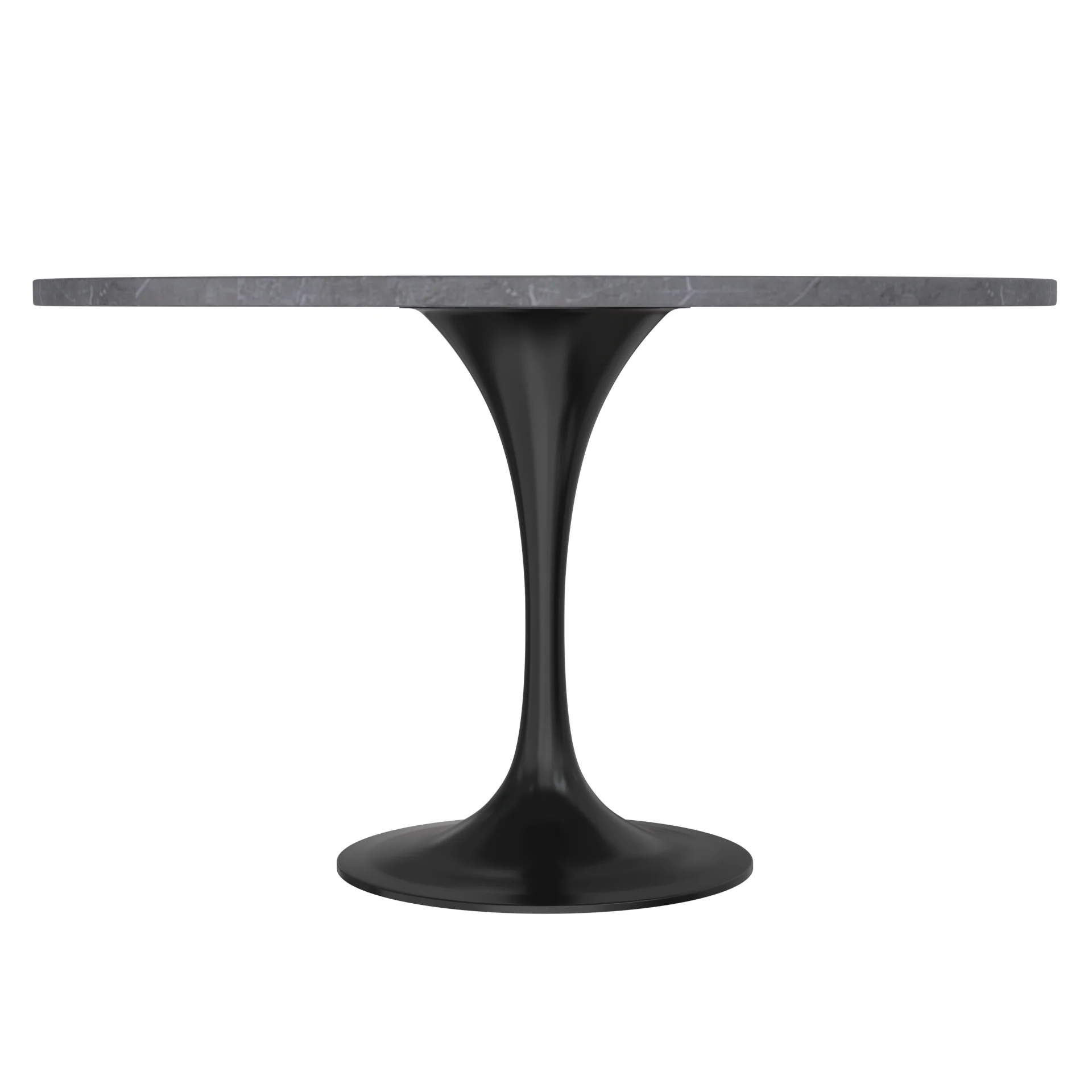 Verve Collection 48 Round Dining Table, Black Base with Sintered Stone Grey Top