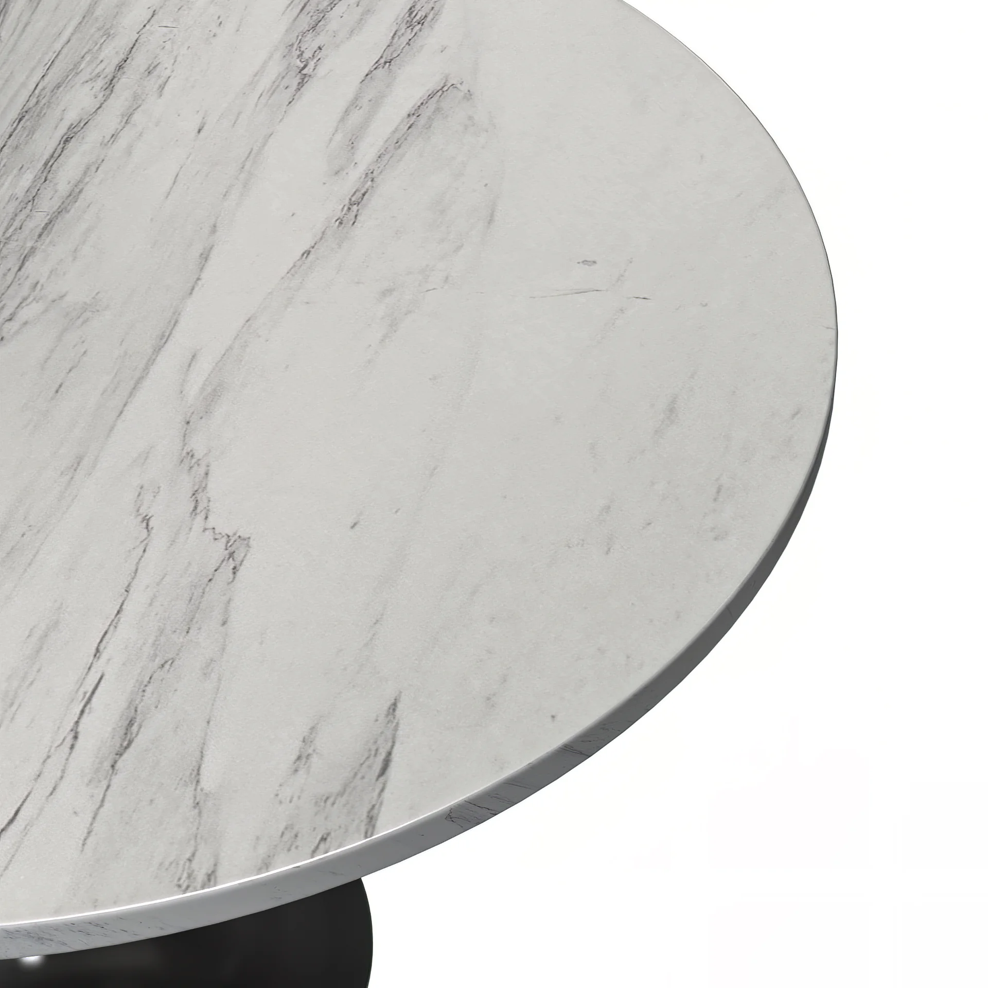 Verve Collection 48" Round Dining Table, Black Base with Laminated White Marbleized Top
