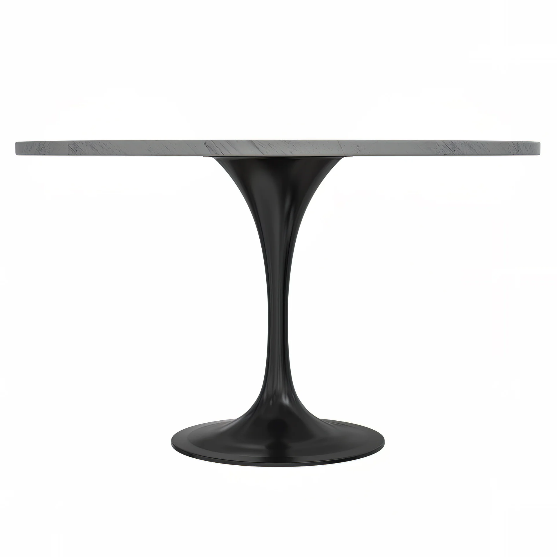 Verve Collection 48" Round Dining Table, Black Base with Laminated White Marbleized Top