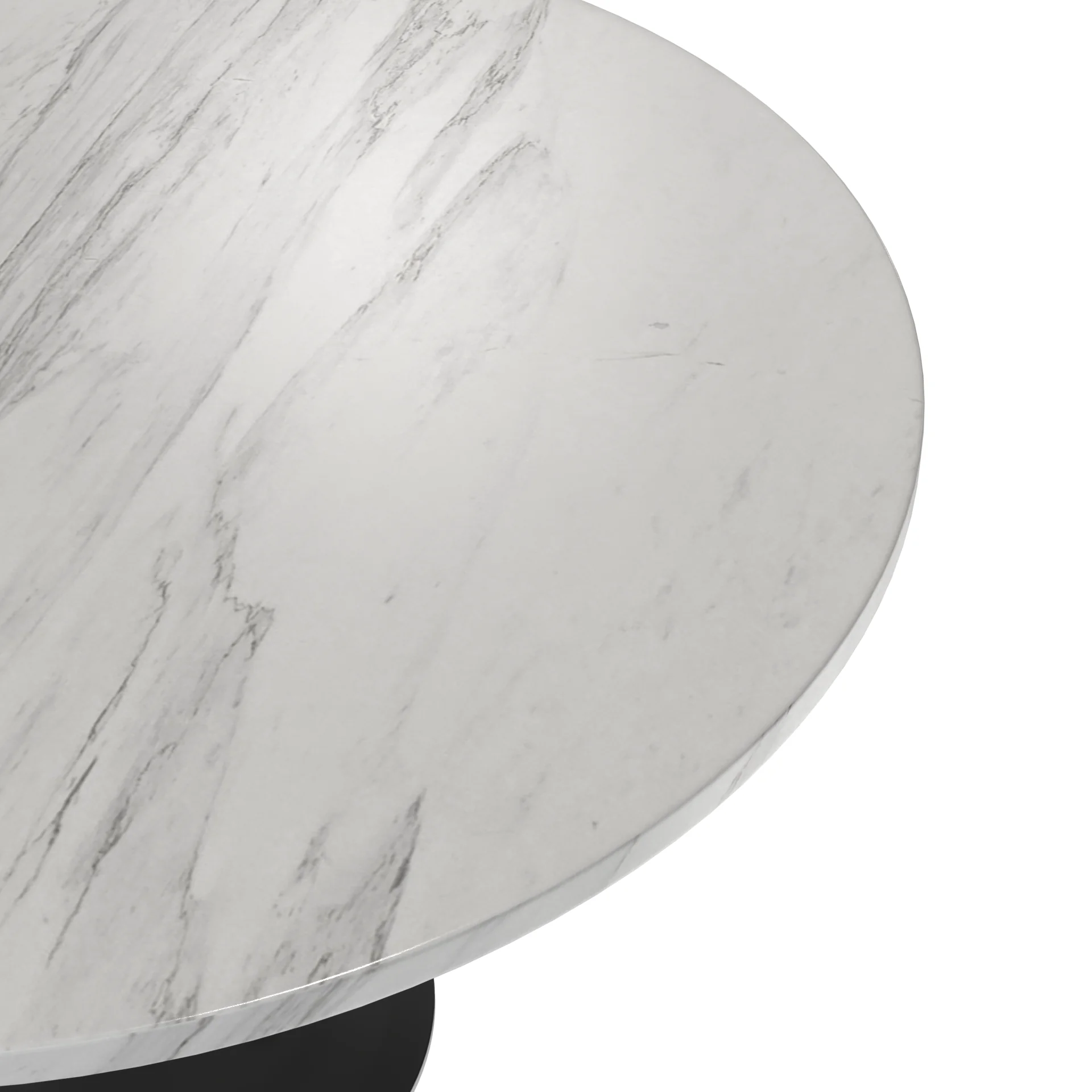 Verve Collection 48 Round Dining Table, Black Base with Sintered Stone White Top