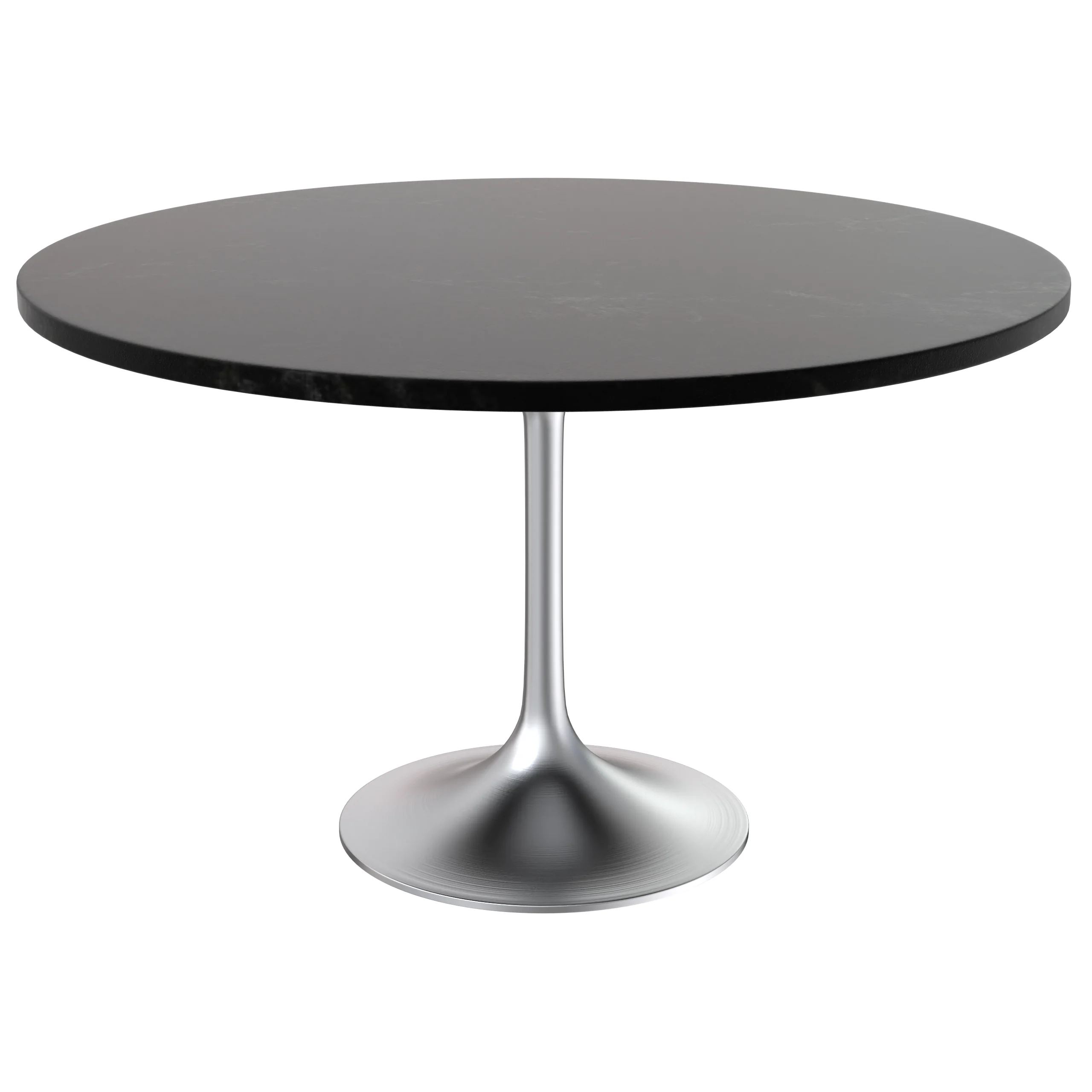 Verve Collection 48" Round Dining Table, Brushed Chrome Base with Black MDF Top