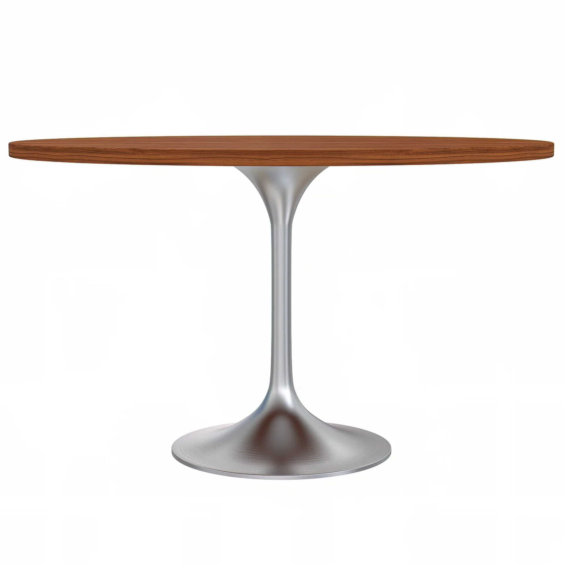 Verve Collection 48" Round Dining Table, Brushed Chrome Base with Cognac Brown MDF Top