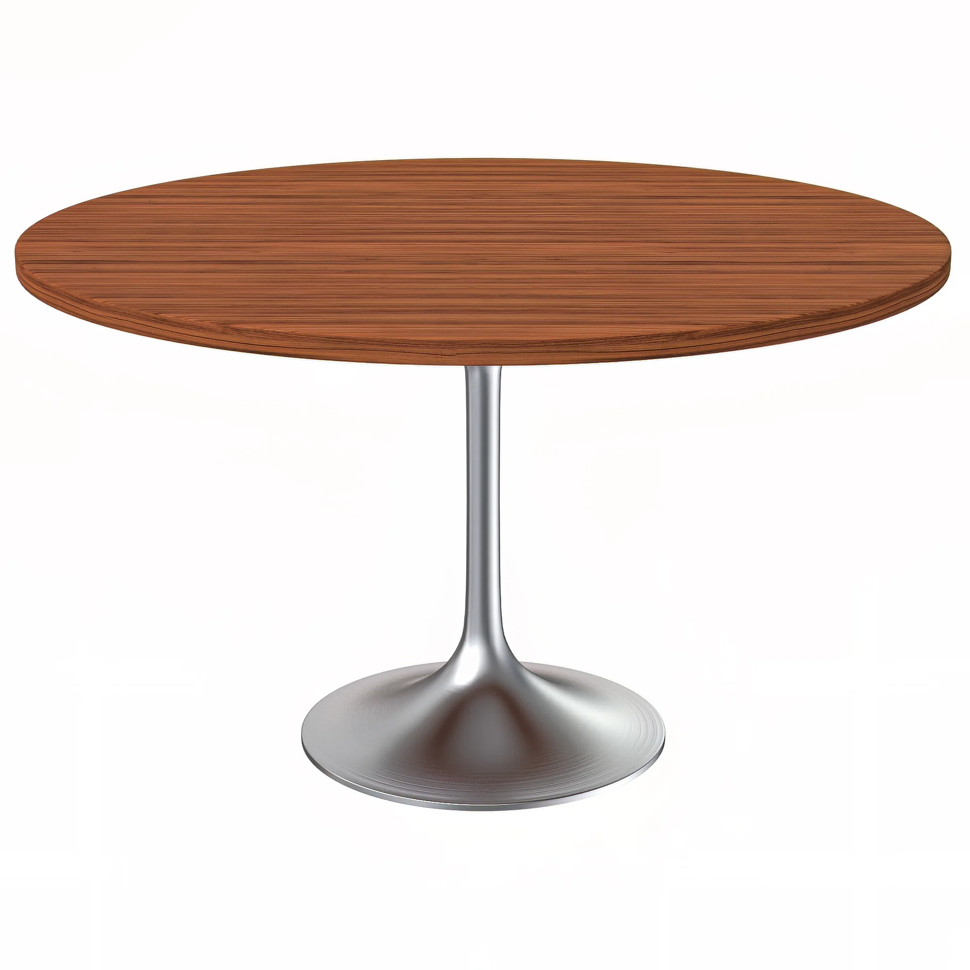 Verve Collection 48" Round Dining Table, Brushed Chrome Base with Cognac Brown MDF Top