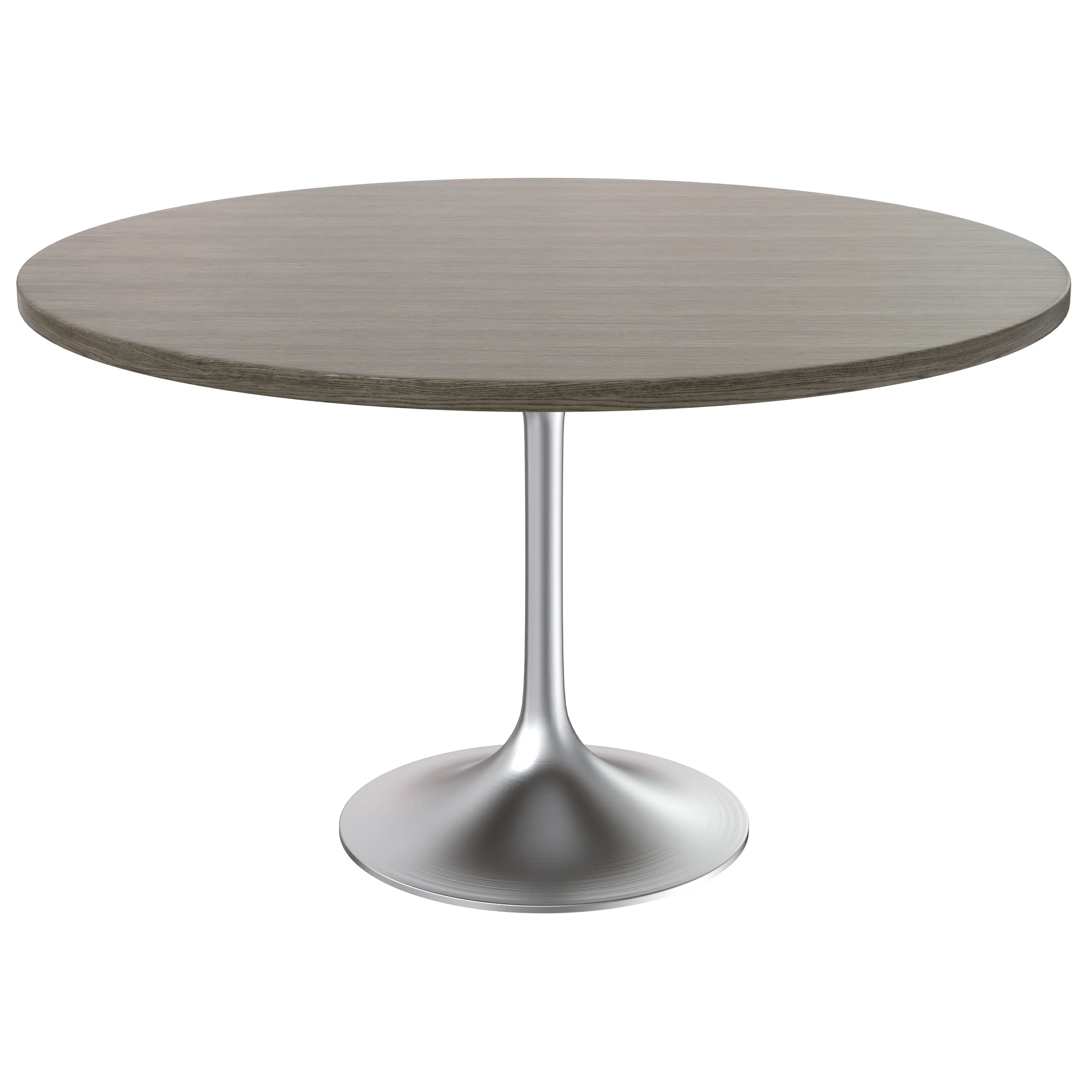 Verve Collection 48" Round Dining Table, Brushed Chrome Base with Dark Maple MDF Top