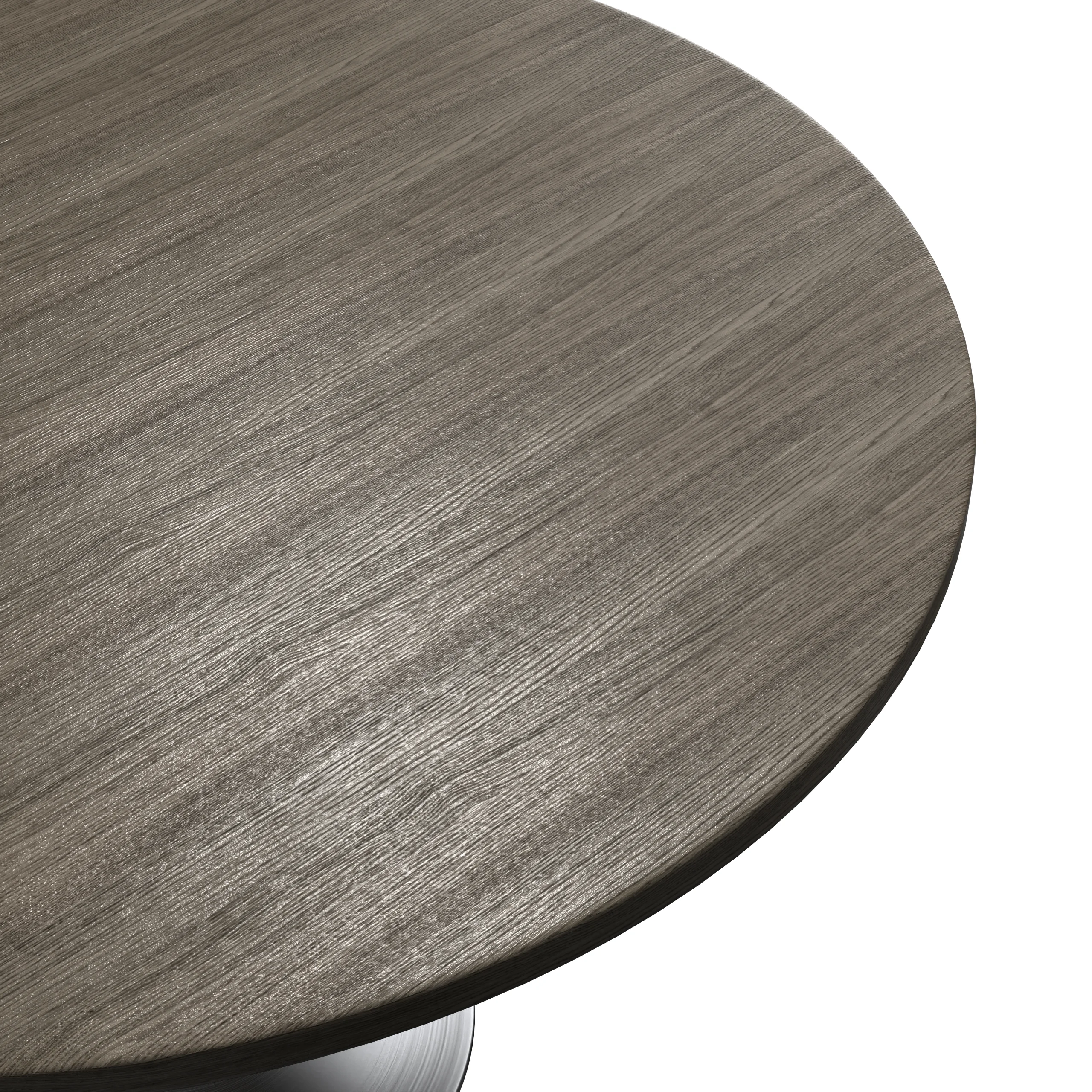 Verve Collection 48" Round Dining Table, Brushed Chrome Base with Dark Maple MDF Top