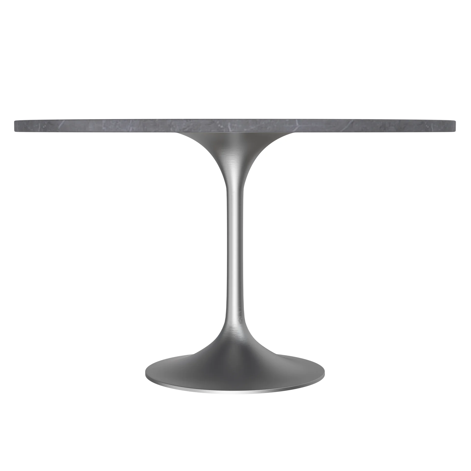 Verve Collection 48 Round Dining Table, Brushed Chrome Base with Sintered Stone Grey Top