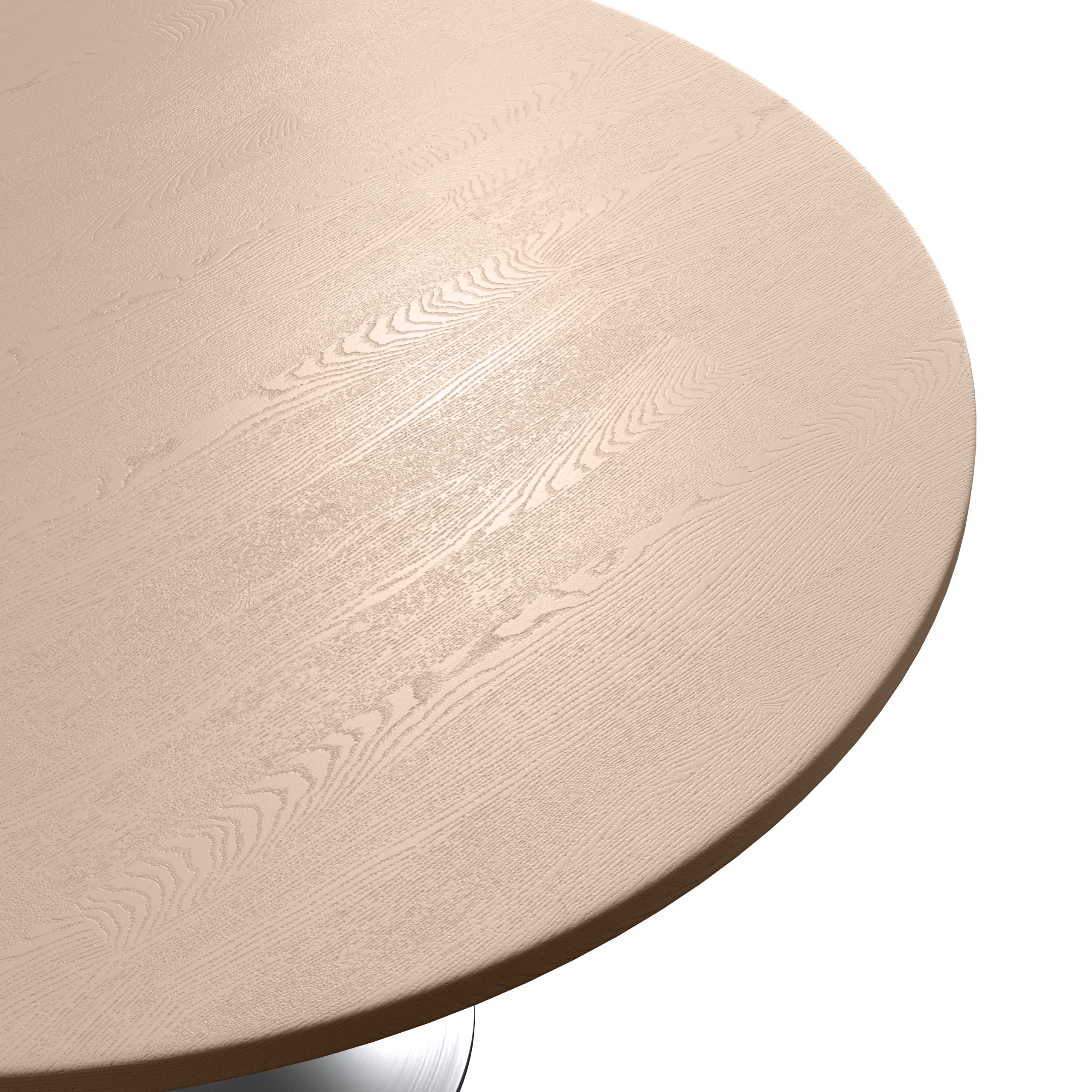 Verve Collection 48" Round Dining Table, Brushed Chrome Base with Light Natural Wood MDF Top