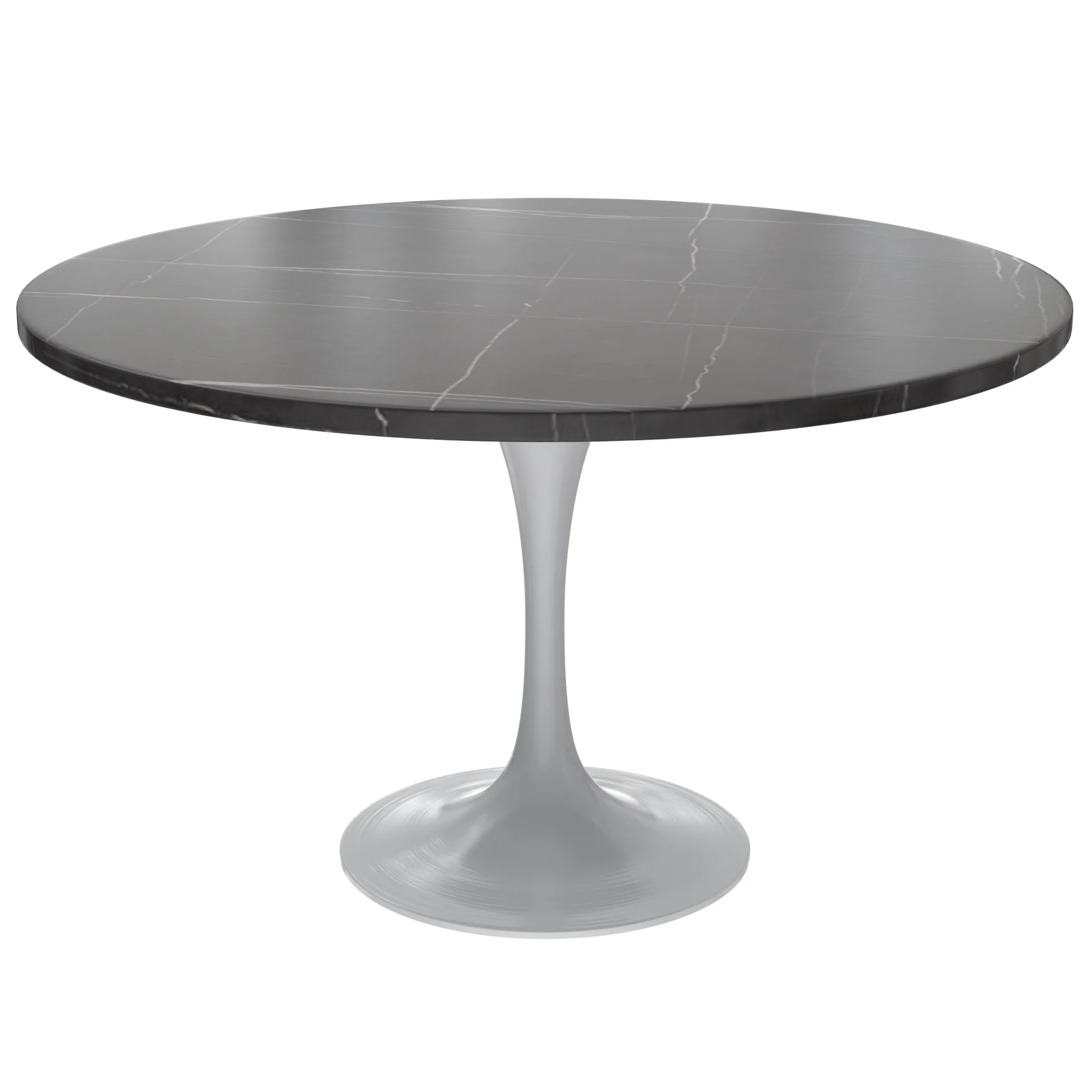 Verve Collection 48 Round Dining Table, White Base with Sintered Stone Black Top
