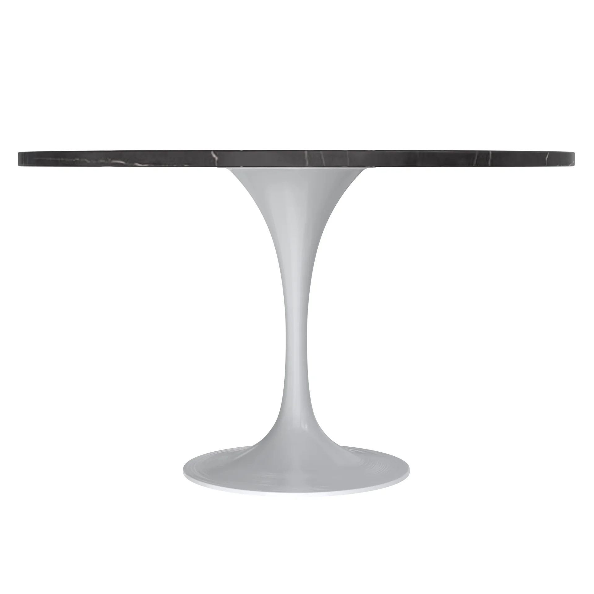 Verve Collection 48 Round Dining Table, White Base with Sintered Stone Black Top