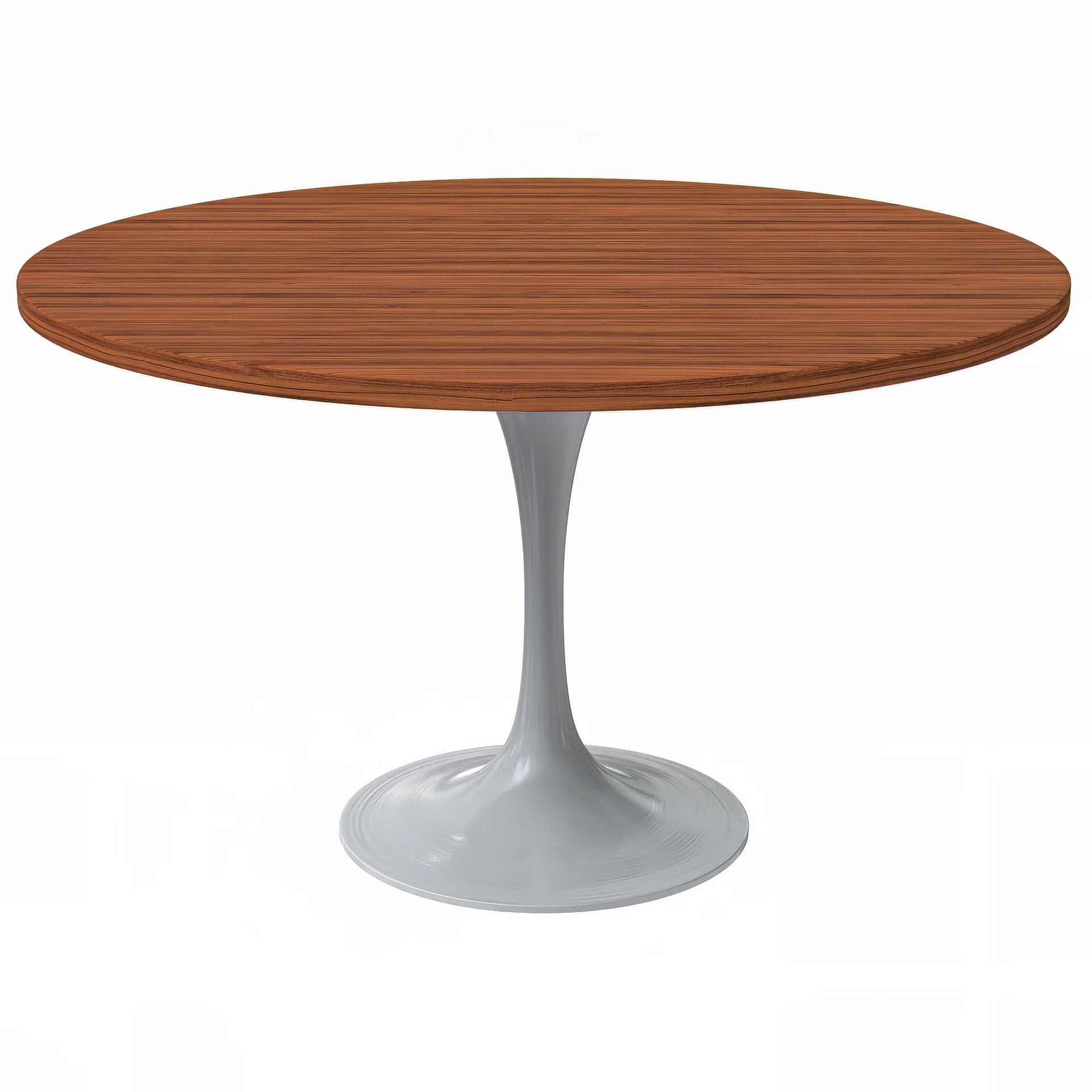 Verve Collection 48 Round Dining Table, White Base with Cognac Brown MDF Top