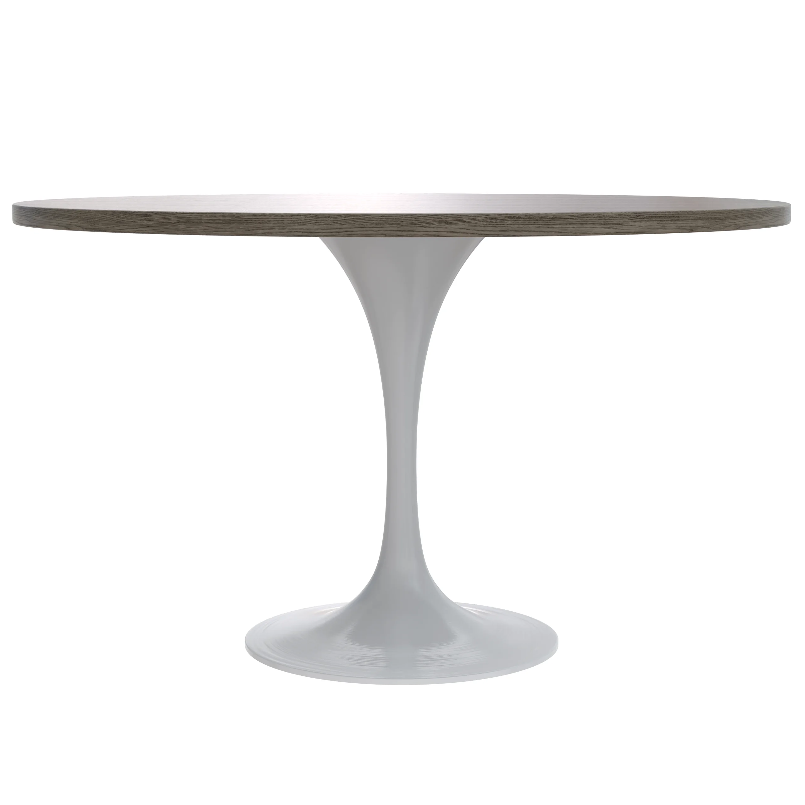 Verve Collection 48 Round Dining Table, White Base with Dark Maple MDF Top