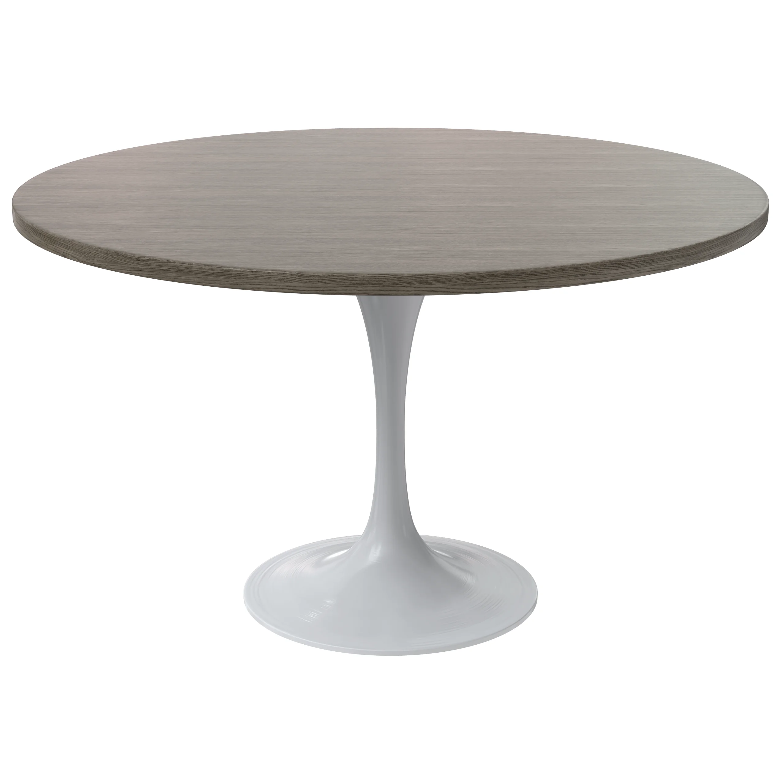 Verve Collection 48 Round Dining Table, White Base with Dark Maple MDF Top