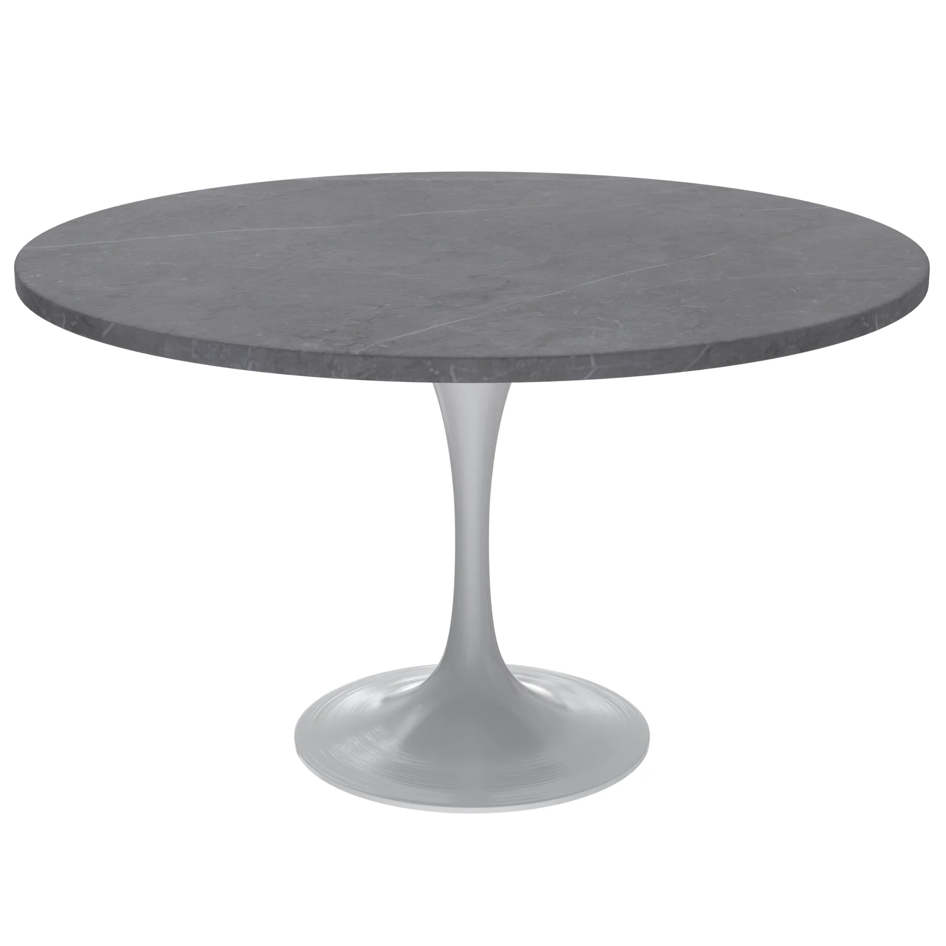 Verve Collection 48 Round Dining Table, White Base with Sintered Stone Grey Top