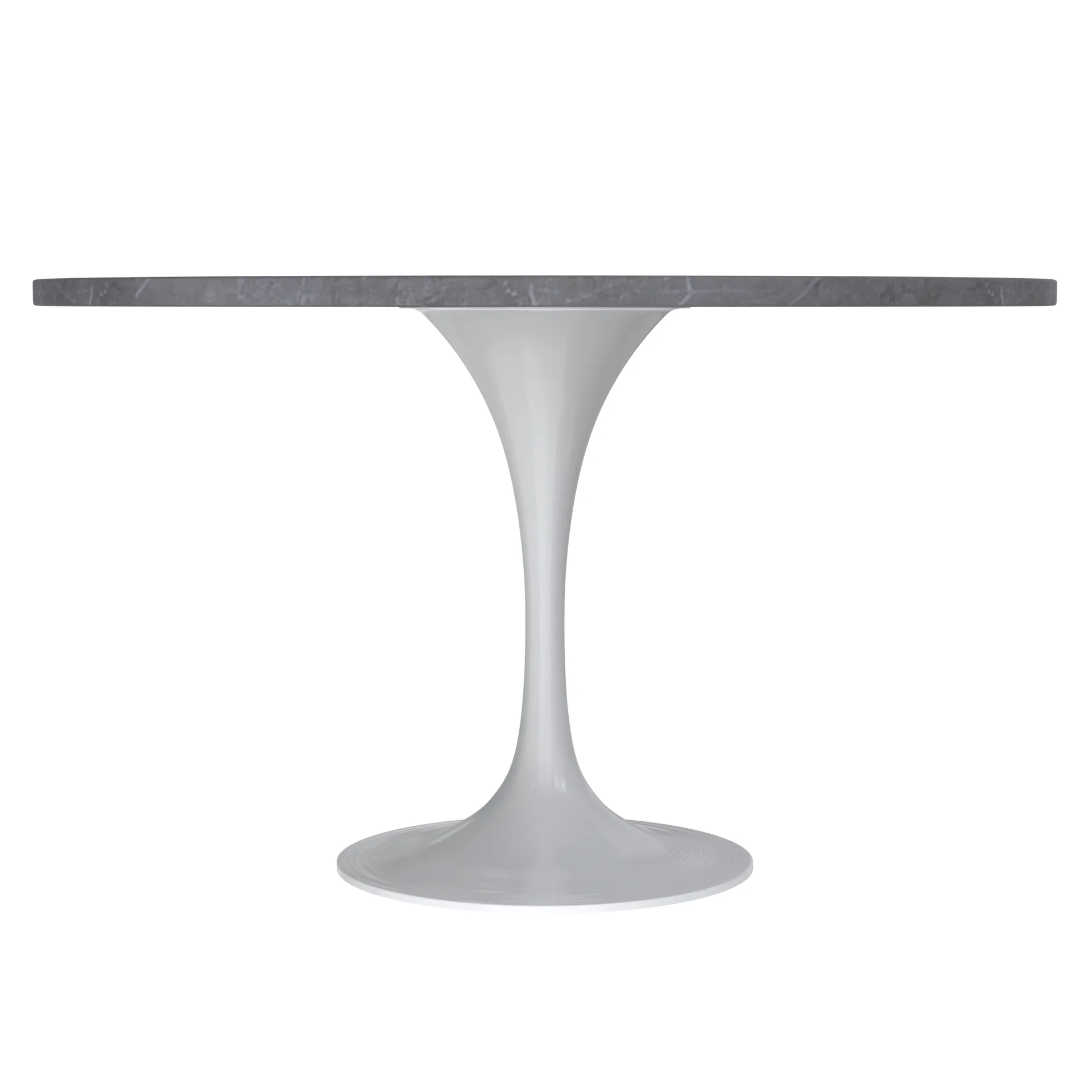 Verve Collection 48 Round Dining Table, White Base with Sintered Stone Grey Top