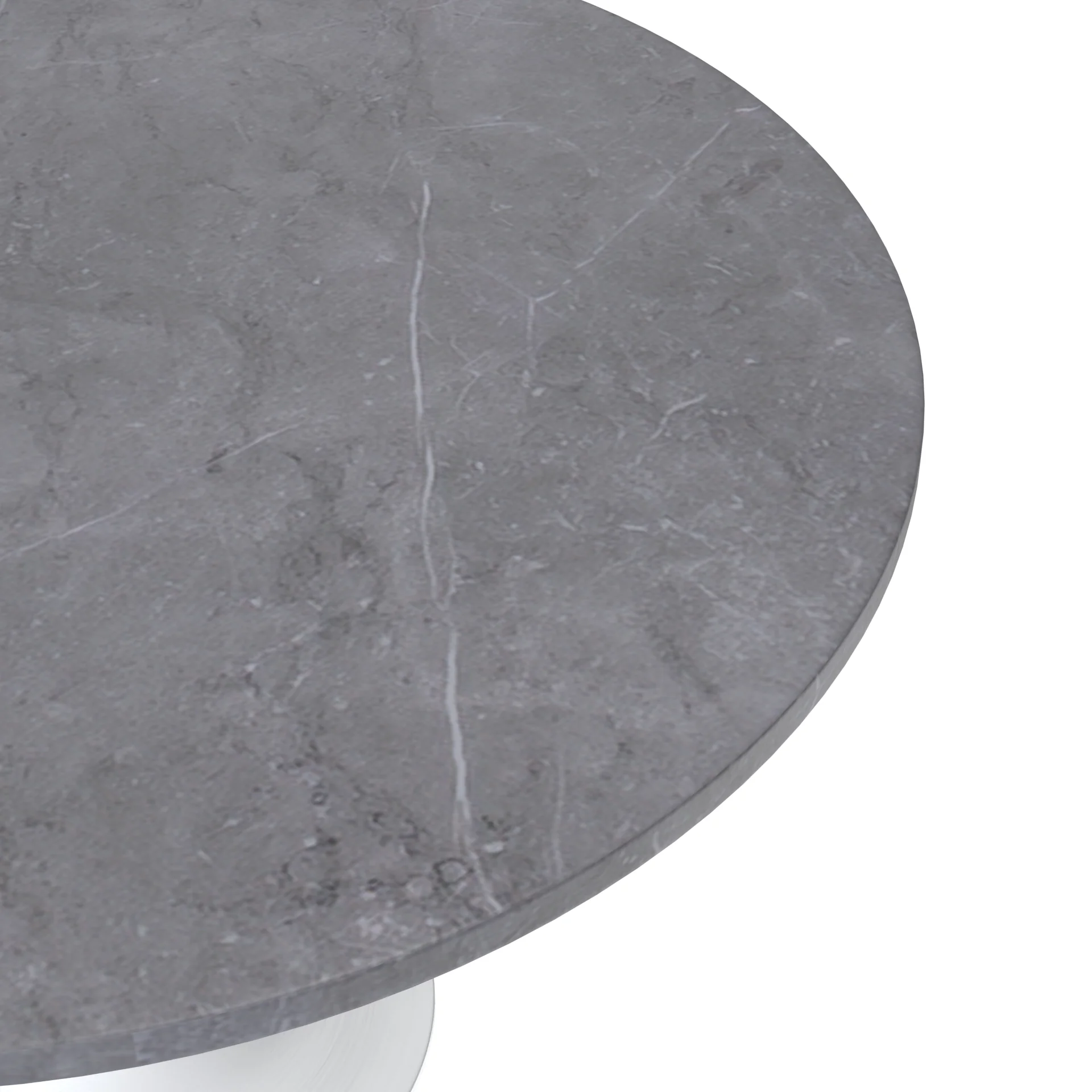 Verve Collection 48 Round Dining Table, White Base with Sintered Stone Grey Top