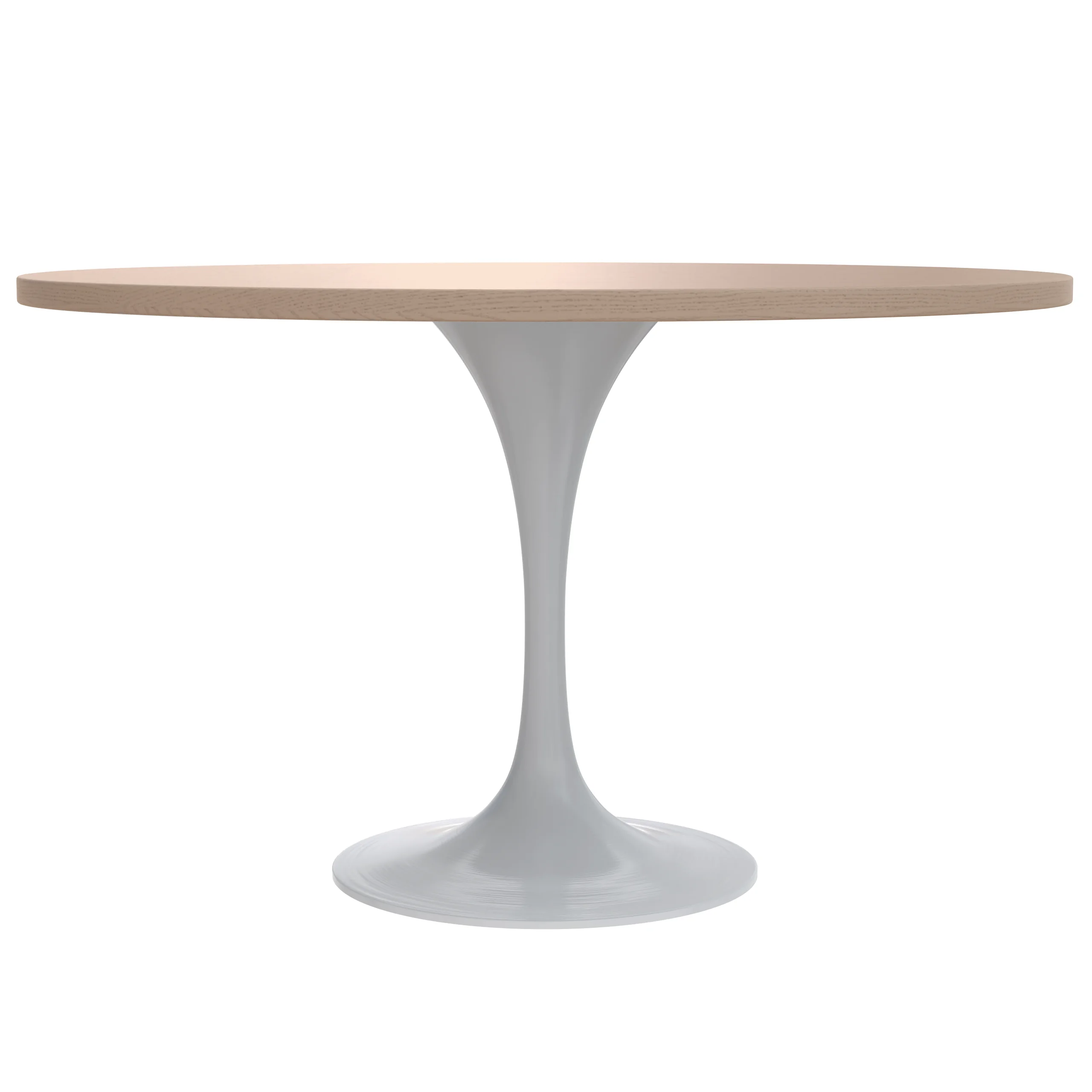 Verve Collection 48 Round Dining Table, White Base with Light Natural Wood MDF Top