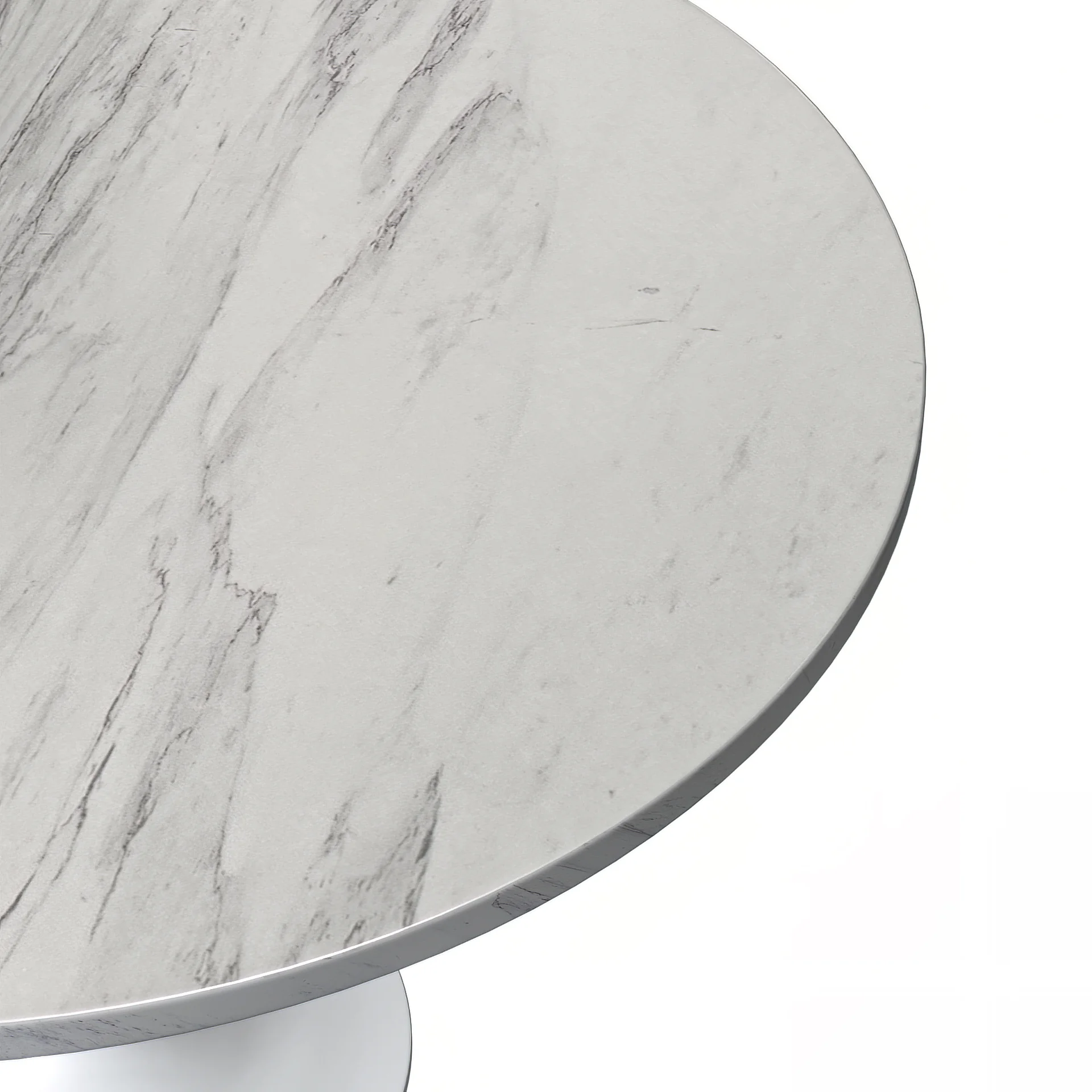 Verve Collection 48 Round Dining Table, White Base with Laminated White Marbleized Top