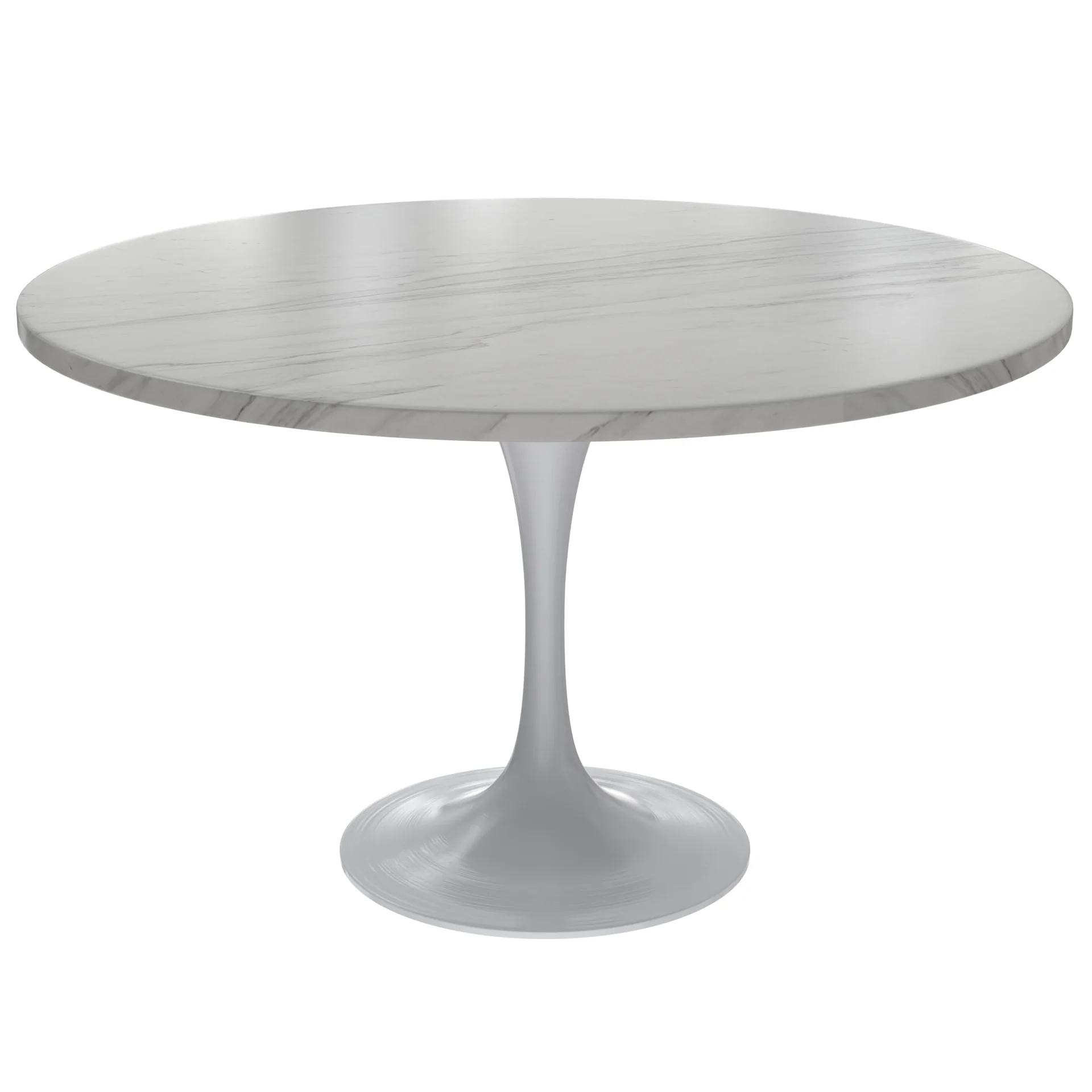 Verve Collection 48 Round Dining Table, White Base with Sintered Stone White Top