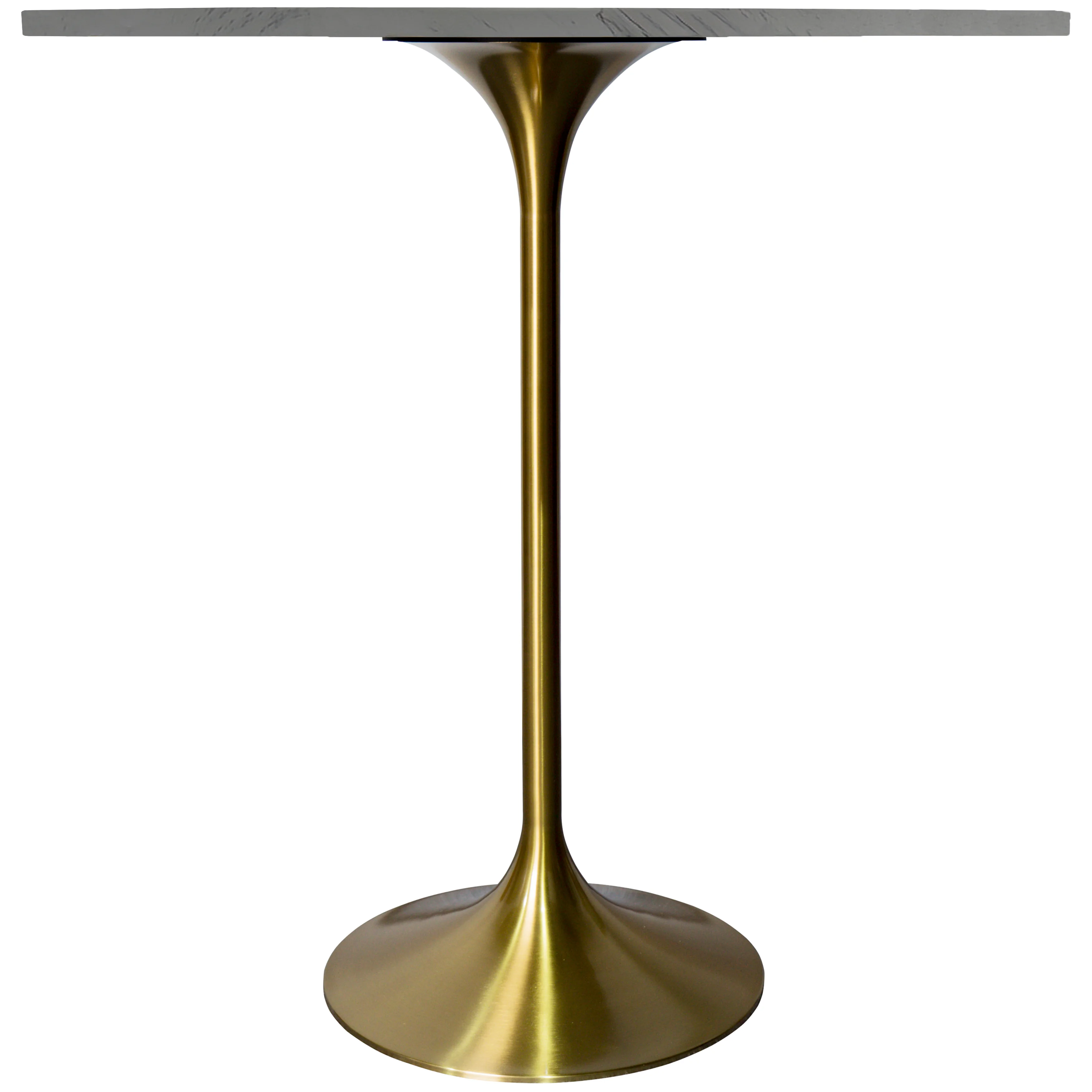 Verve Collection Modern Bar Height Table Brushed Gold Base with 36" Round Marbleized White Laminated Top