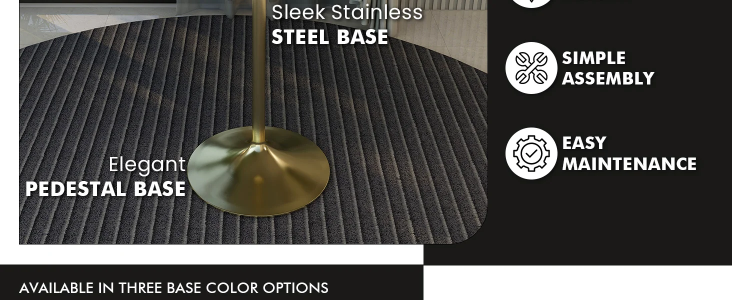 Verve Collection Modern Bar Height Table Brushed Gold Base with 36" Round Marbleized White Laminated Top