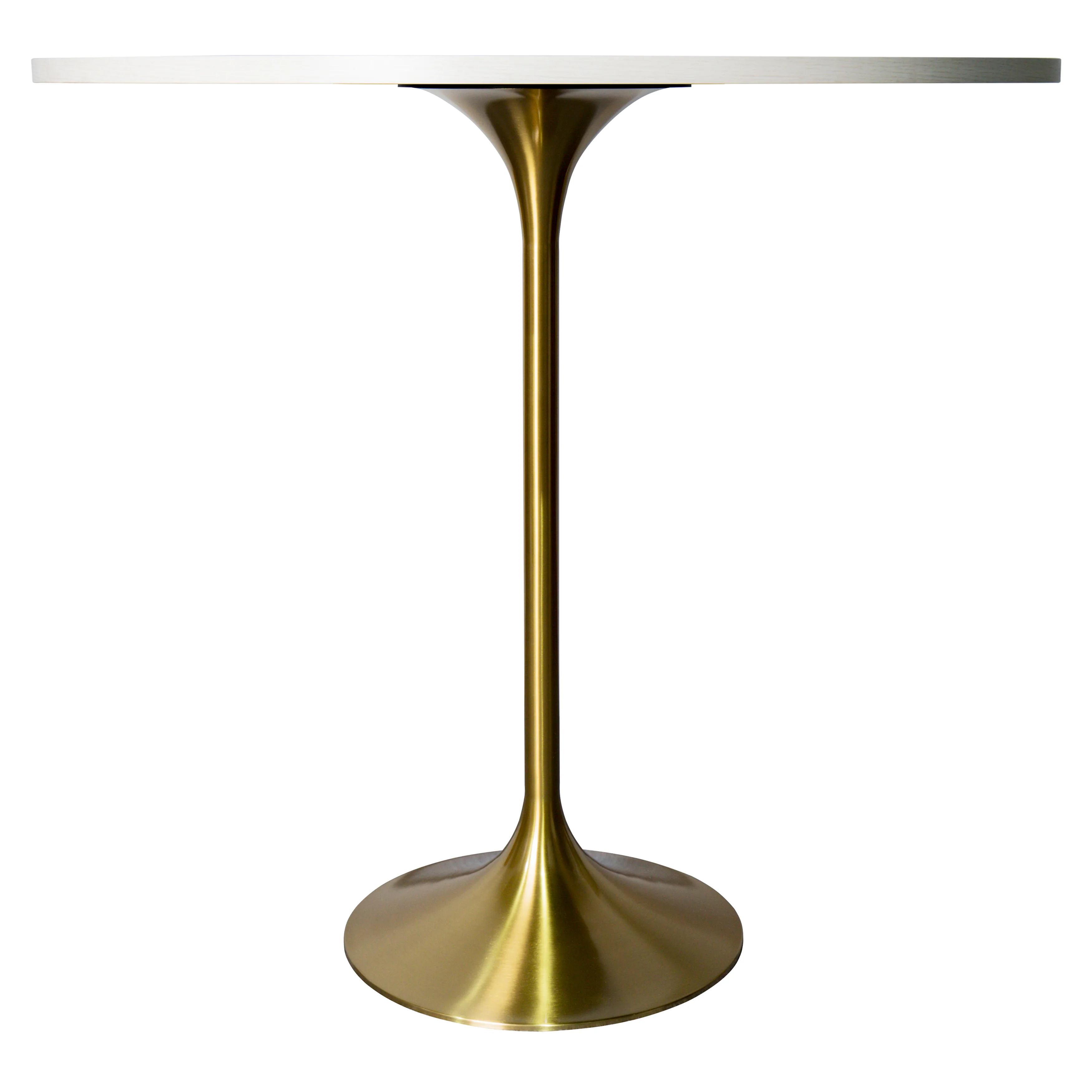 Verve Collection Modern Bar Height Table Brushed Gold Base with 48" Round Light Natural Wood MDF Top