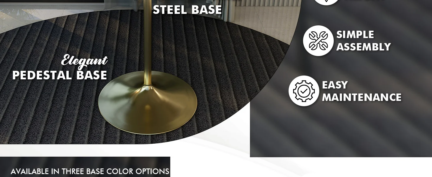 Verve Collection Modern Bar Height Table Brushed Gold Base with 48" Round Marble White Sintered Stone Top