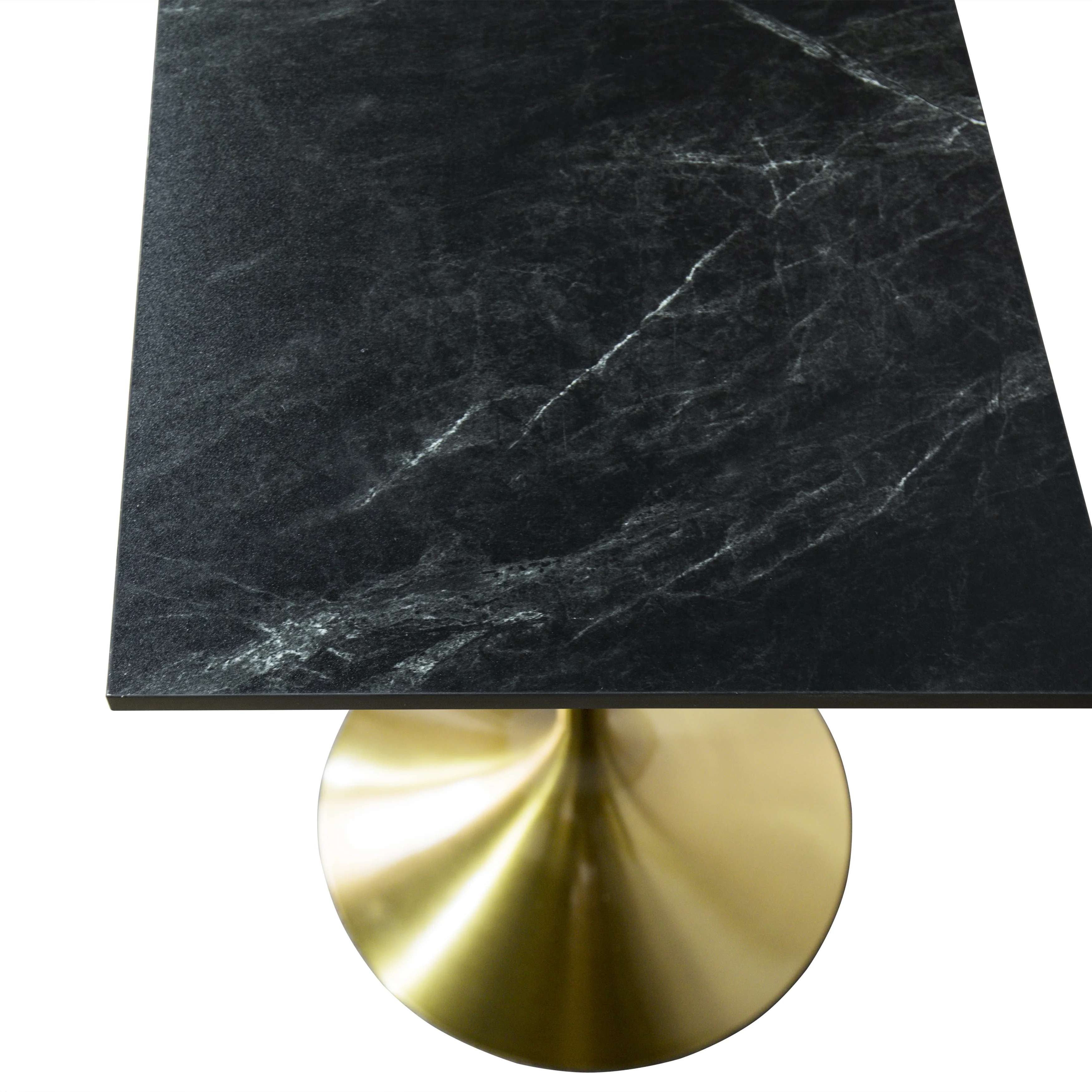 Verve Collection 24 Square Top Bar Height Table, Brushed Gold Base with Black MDF Top