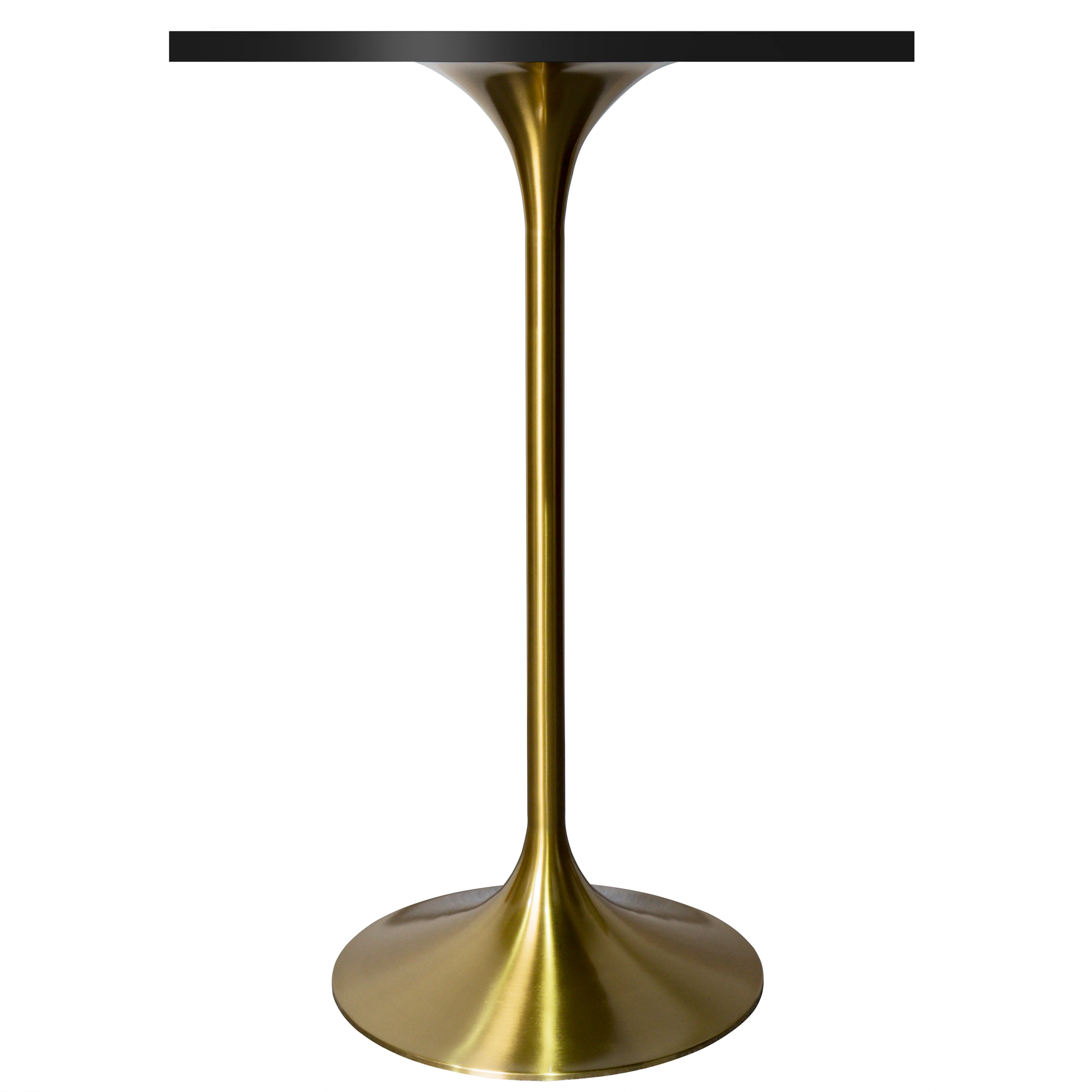 Verve Collection 24 Square Top Bar Height Table, Brushed Gold Base with Black MDF Top